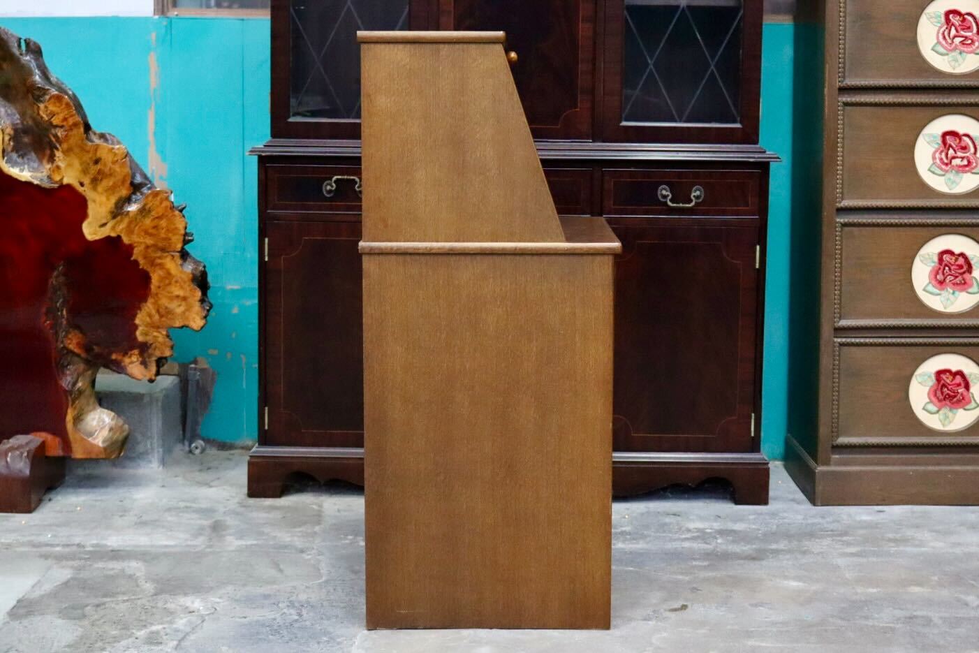 GMIS319○浜本工芸 / HAMAMOTO ライティングビューロー デスク 学習机 書斎机 引き出し レトロ 国産家具