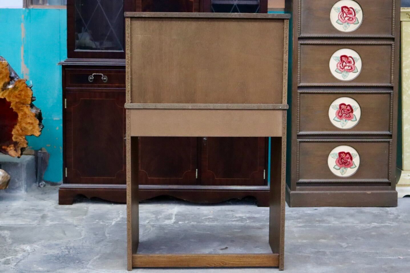 GMIS319○浜本工芸 / HAMAMOTO ライティングビューロー デスク 学習机 書斎机 引き出し レトロ 国産家具