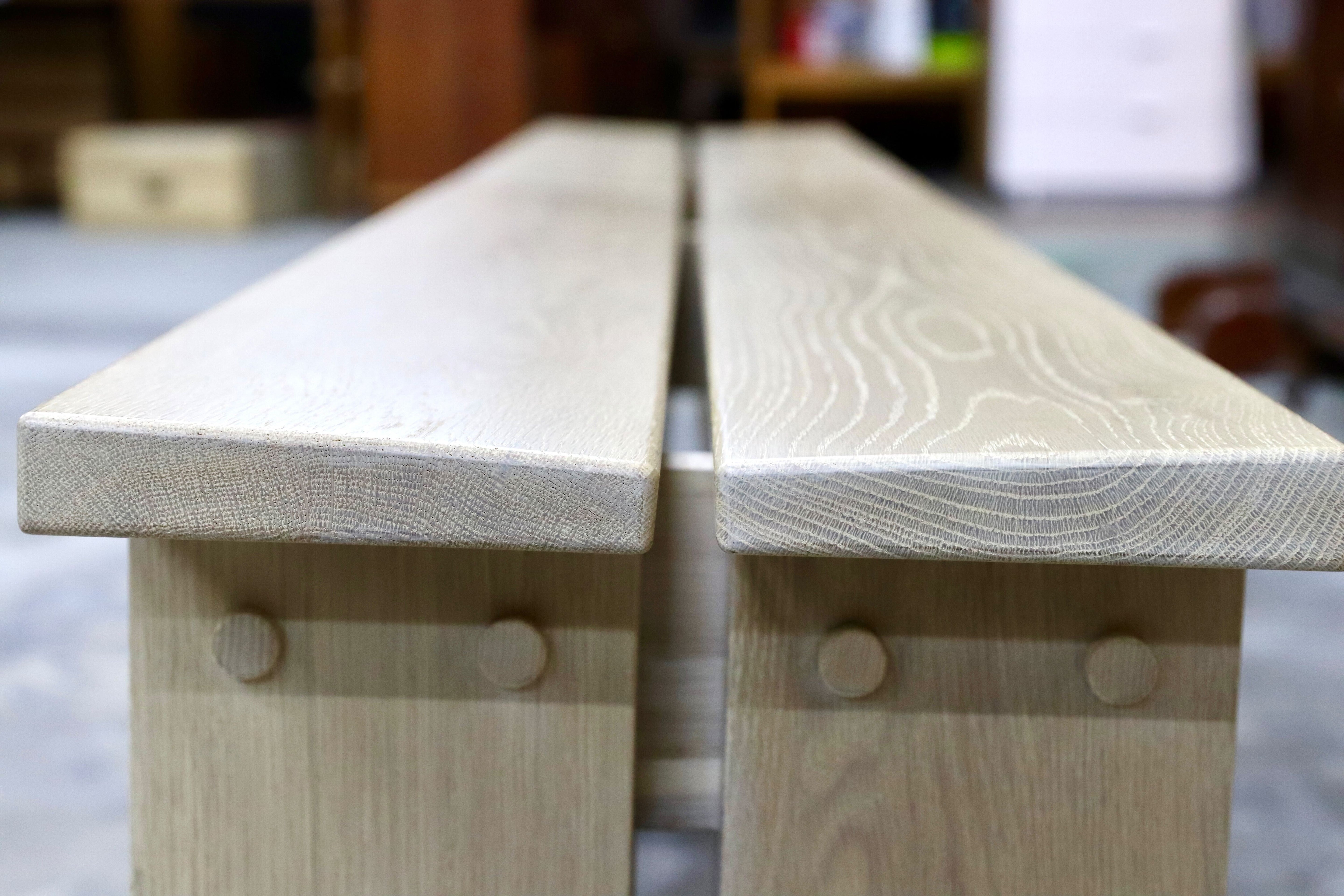 GMIH482C○オーク無垢材 ロングベンチ 特注 ダイニングチェア 長椅子 シャビーシック アンティーク調 北欧スタイル