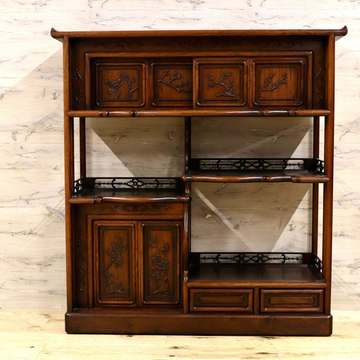 GMGH478○最高級 唐木家具 花梨 茶棚 飾り棚 サイドボード 和家具 和室  