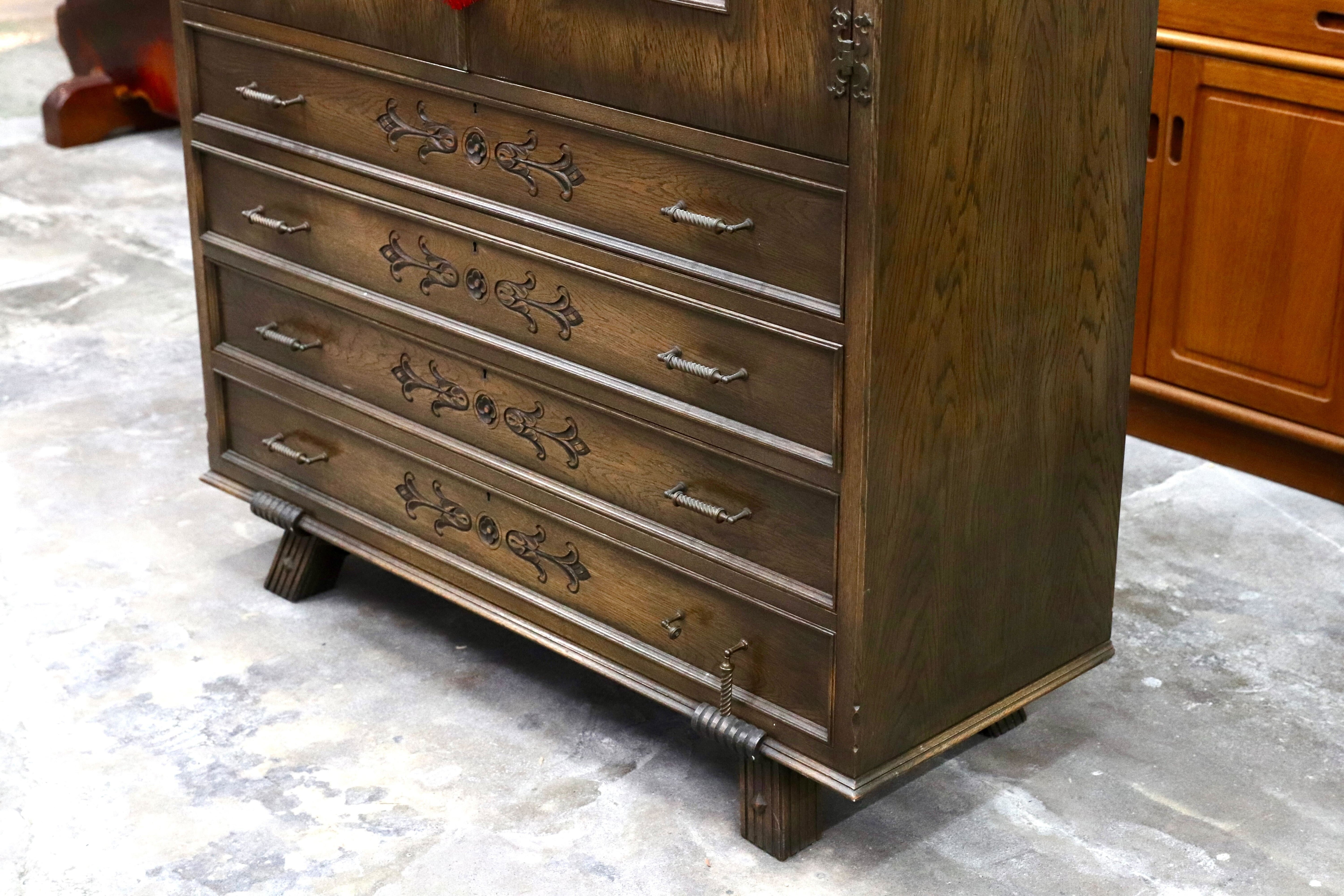 GMHK698○神戸家具 永田良介商店 チェスト 整理箪笥 箪笥 楢材 和箪笥 クラシック ヴィンテージ アンティーク 稀少