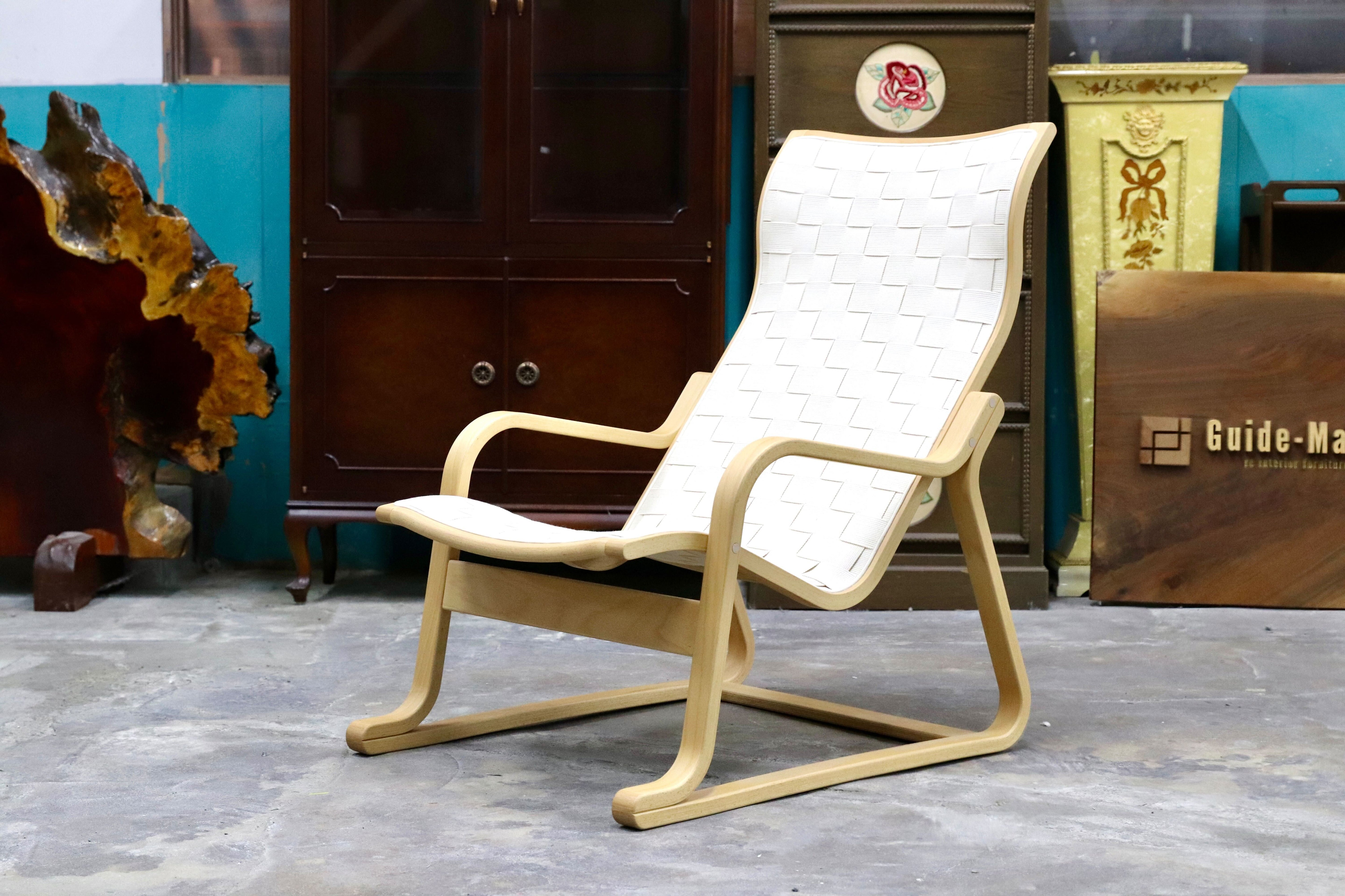 GMIK921B○斎藤製作所北海道 オンダ ハイバックラウンジ イージーチェア 椅子 村澤一晃 ブナ材 定価約9.9万 展示品