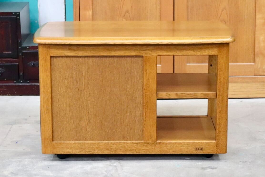 GMIS318○浜本工芸 / HAMAMOTO リビングワゴン サイドテーブル キャビネット 飾り台 キャスター付き 引き出し 国産家具