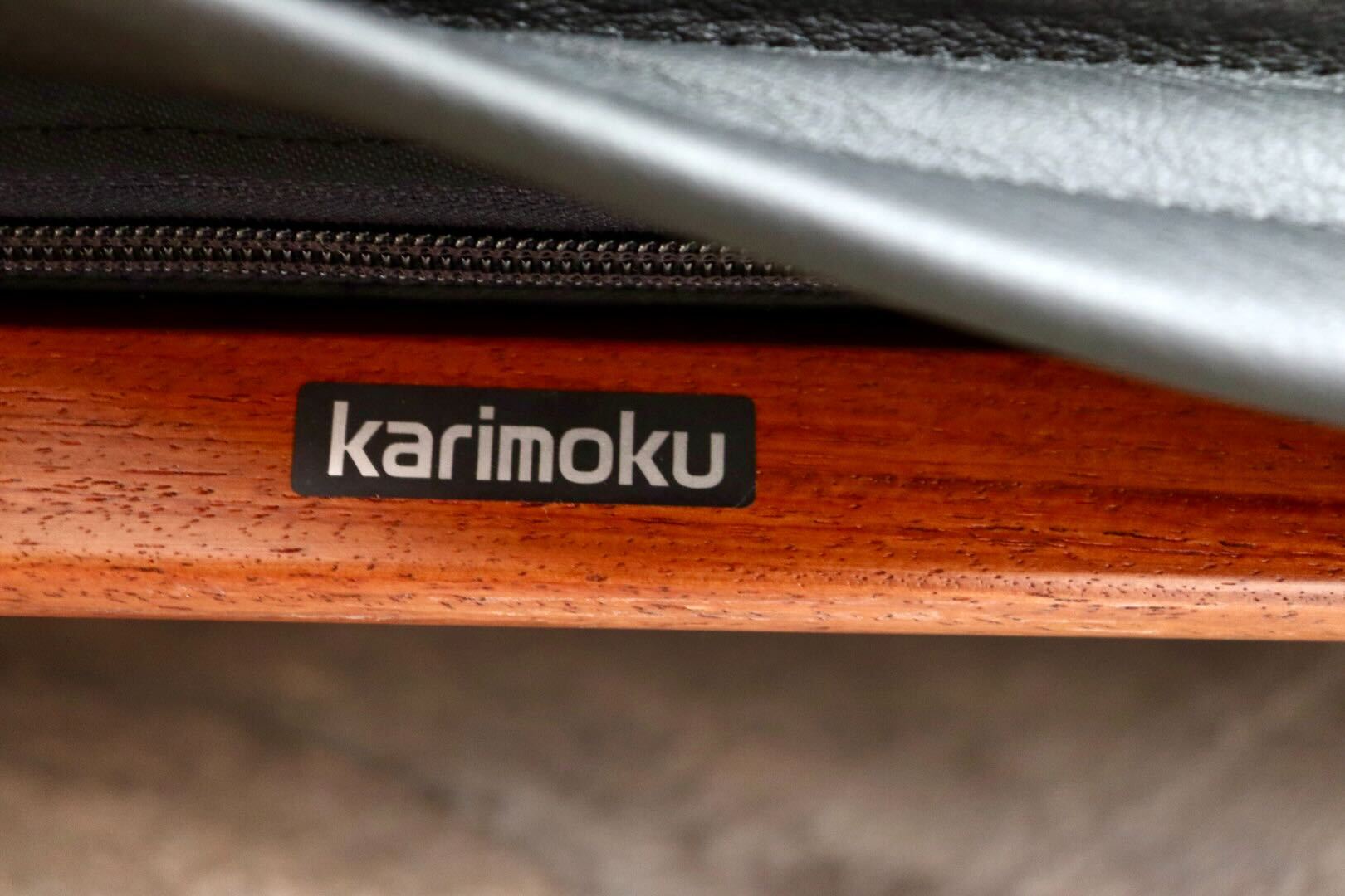 GMIK43A○karimoku / カリモク vivente ビベンテ 1人掛けソファ シングルソファ 本革 ブラック 花梨材 最高級 応接 定価約40万 美品