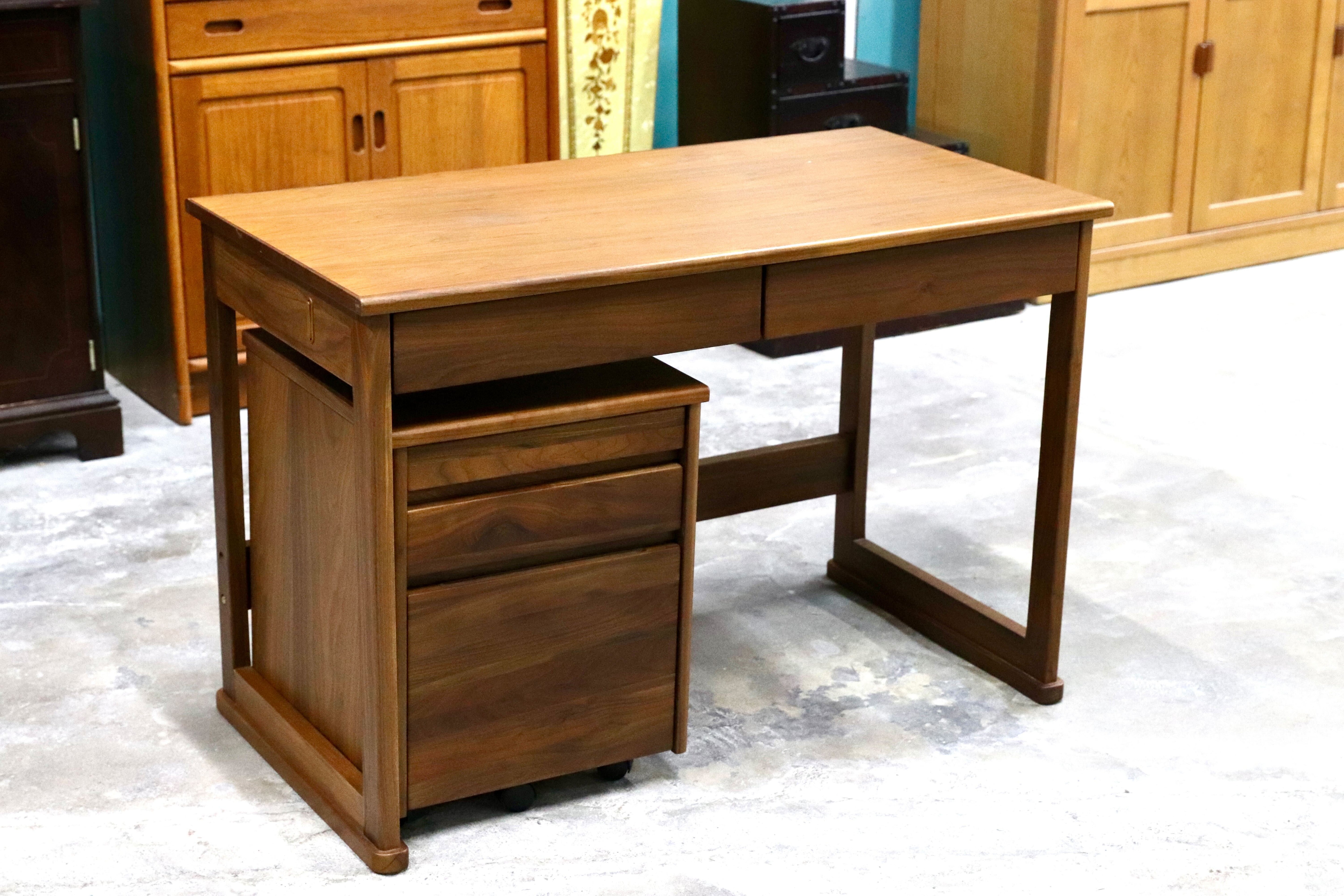 GMIH225A○起立木工 / KIRITSU FURNITURE ウォールナット デスク&ワゴン 学習机 勉強机 北欧モダン