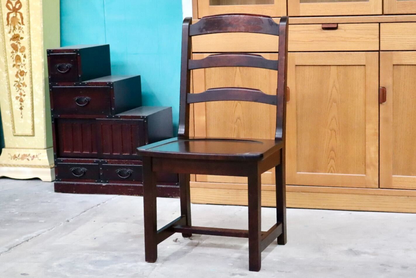 GMIS303C○北海道民芸家具 ダイニングチェア ラダーバックチェア アームレスチェア 椅子 木製 無垢材 樺材 国産家具 飛騨産業