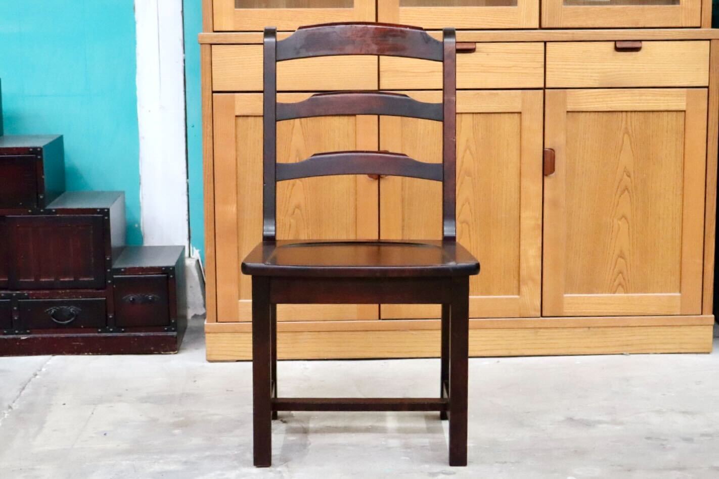 GMIS303C○北海道民芸家具 ダイニングチェア ラダーバックチェア アームレスチェア 椅子 木製 無垢材 樺材 国産家具 飛騨産業