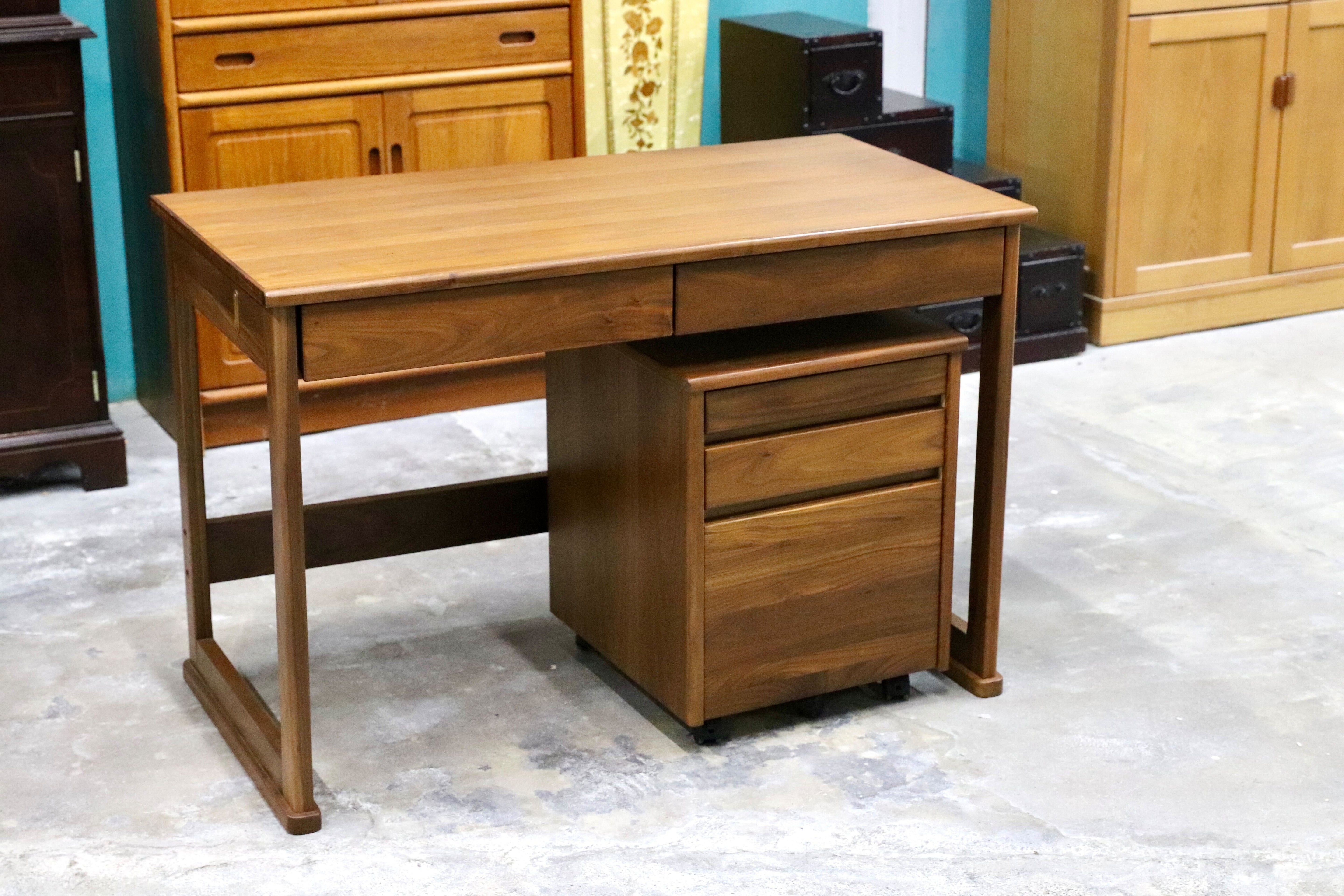 GMIH225B○起立木工 / KIRITSU FURNITURE ウォールナット デスク&ワゴン 学習机 勉強机 北欧モダン