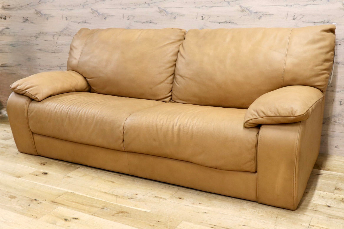 GMJH374○incanto / インカント DIVANI 総本革 2.5人掛けソファ 3人掛け キャメル IDC大塚家具取扱 モダン イタリア製 定価約35万 脚欠品