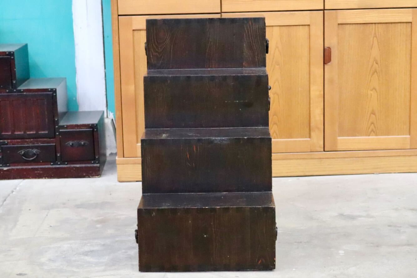 GMIS316○階段箪笥 両面 時代箪笥 和家具 和モダン 和室 座敷 古民家 チェスト 整理箪笥 引き出し収納 レトロ