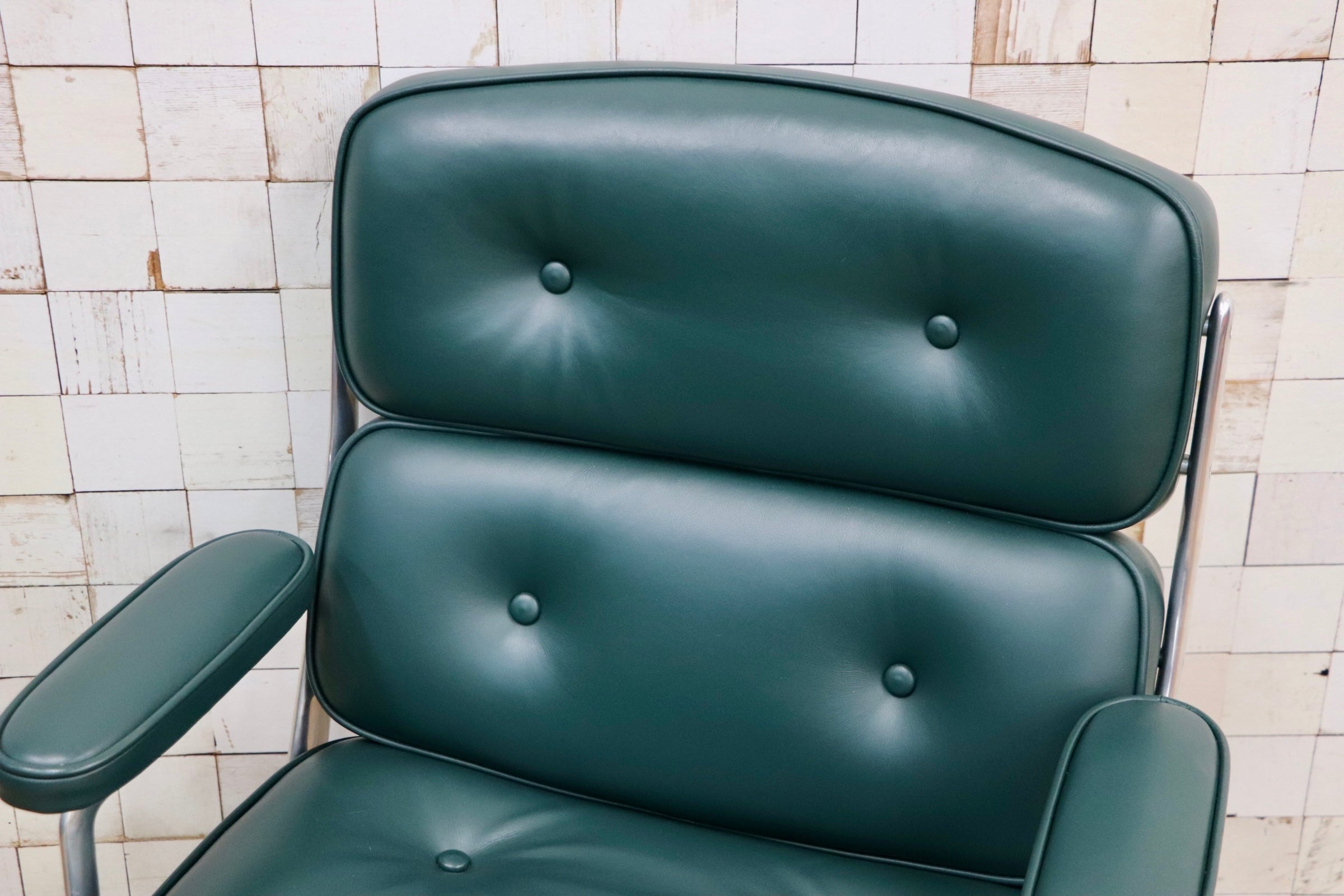GMJO87I○Herman Miller / ハーマンミラー イームズ エグゼクティブチェア タイムライフチェア 本革 グリーン チャールズ＆レイ 定価約95万