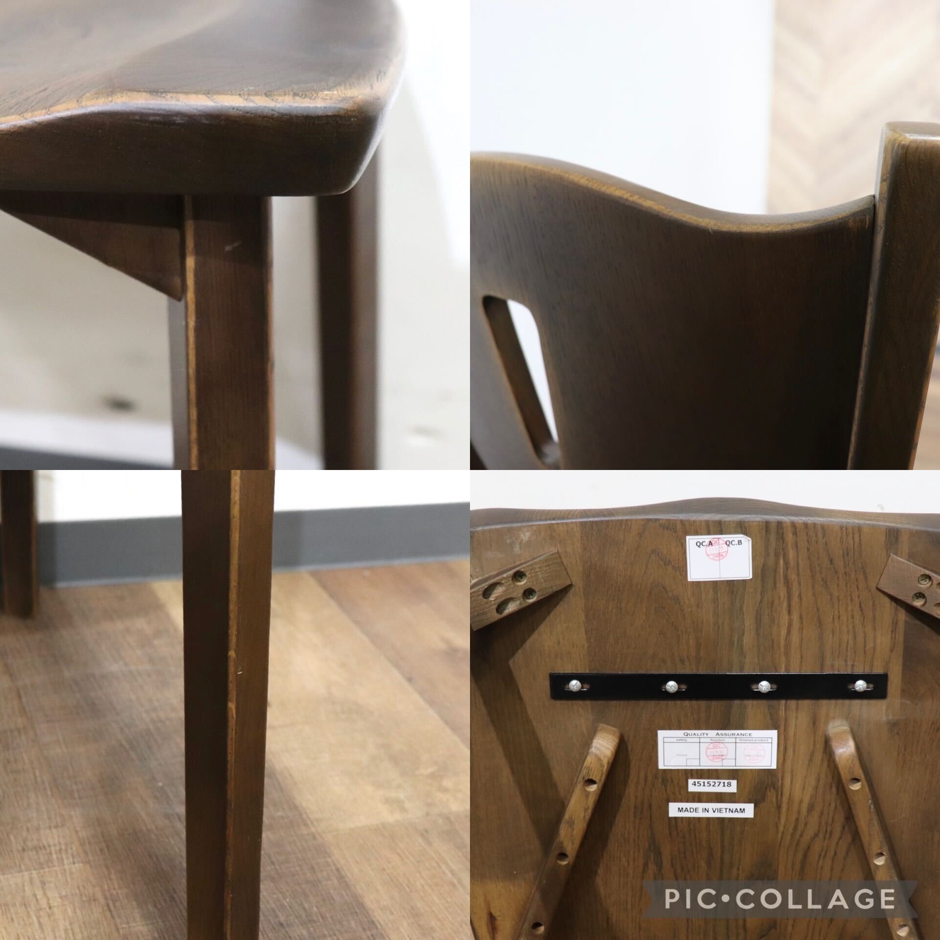 GMHN299D○府中家具 ダイニングチェア アームチェア 食卓椅子 椅子 チェア オーク材 アンティーク調 ベトナム製 定価約4.6万 展示品