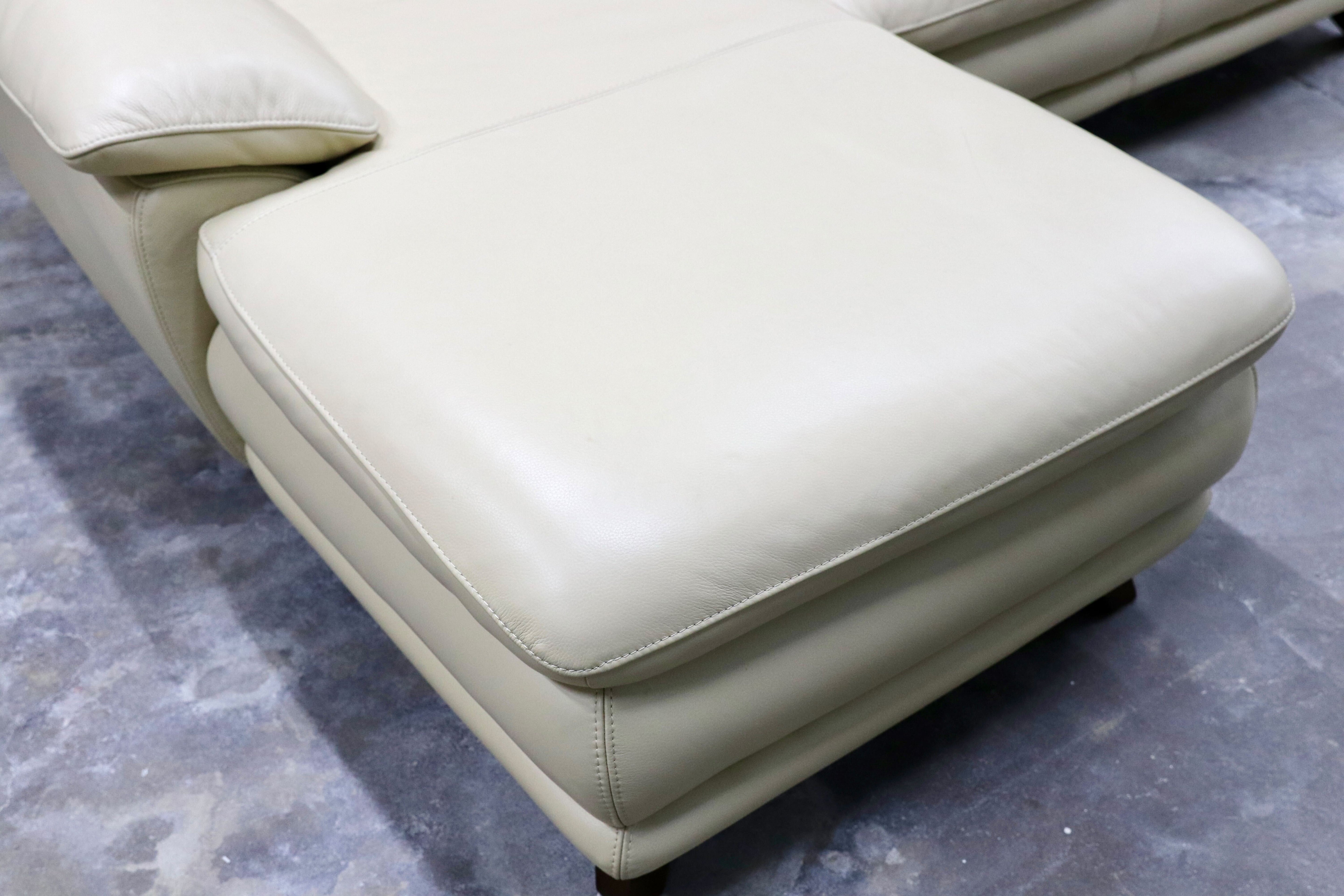 GMIK498○IDC大塚家具 オースチン カウチソファ コーナーソファ モダン 総本革 クリーム色 約40万 美品