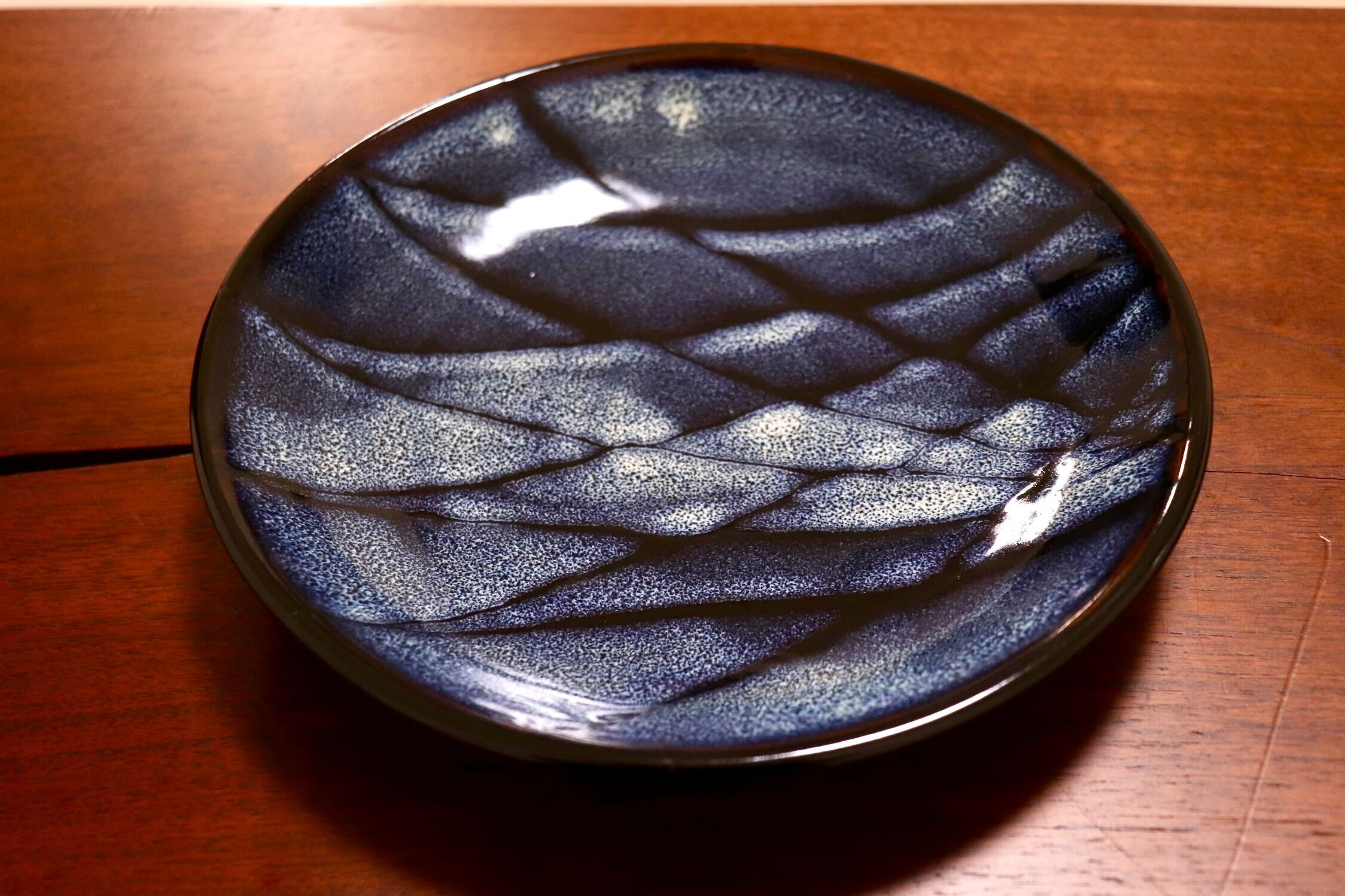 GMIO327C○陶勝窯 丹波焼 網目皿7寸 市野勝 市野勝磯 陶器 工芸品 丹波篠山 未使用