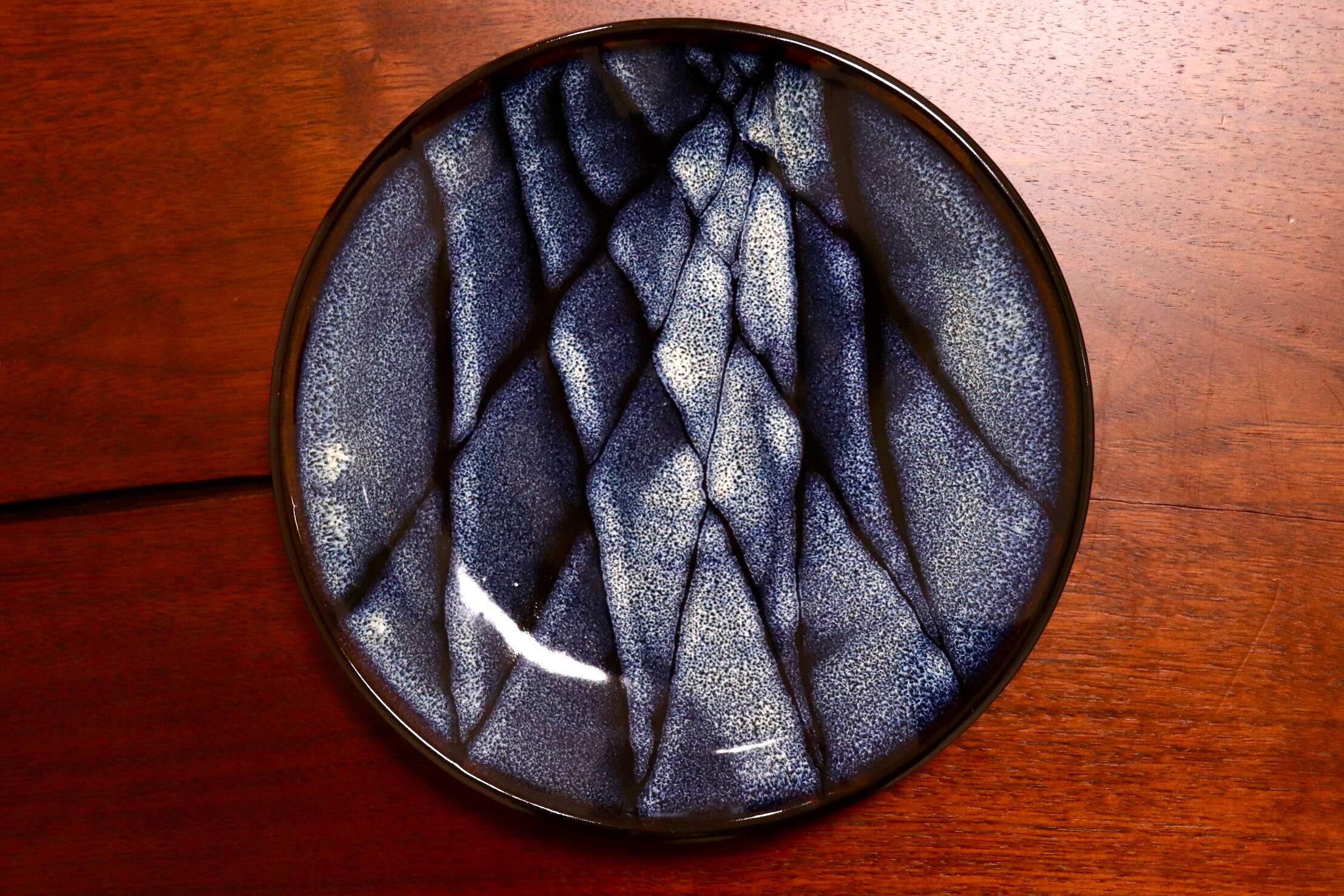 GMIO327C○陶勝窯 丹波焼 網目皿7寸 市野勝 市野勝磯 陶器 工芸品 丹波篠山 未使用