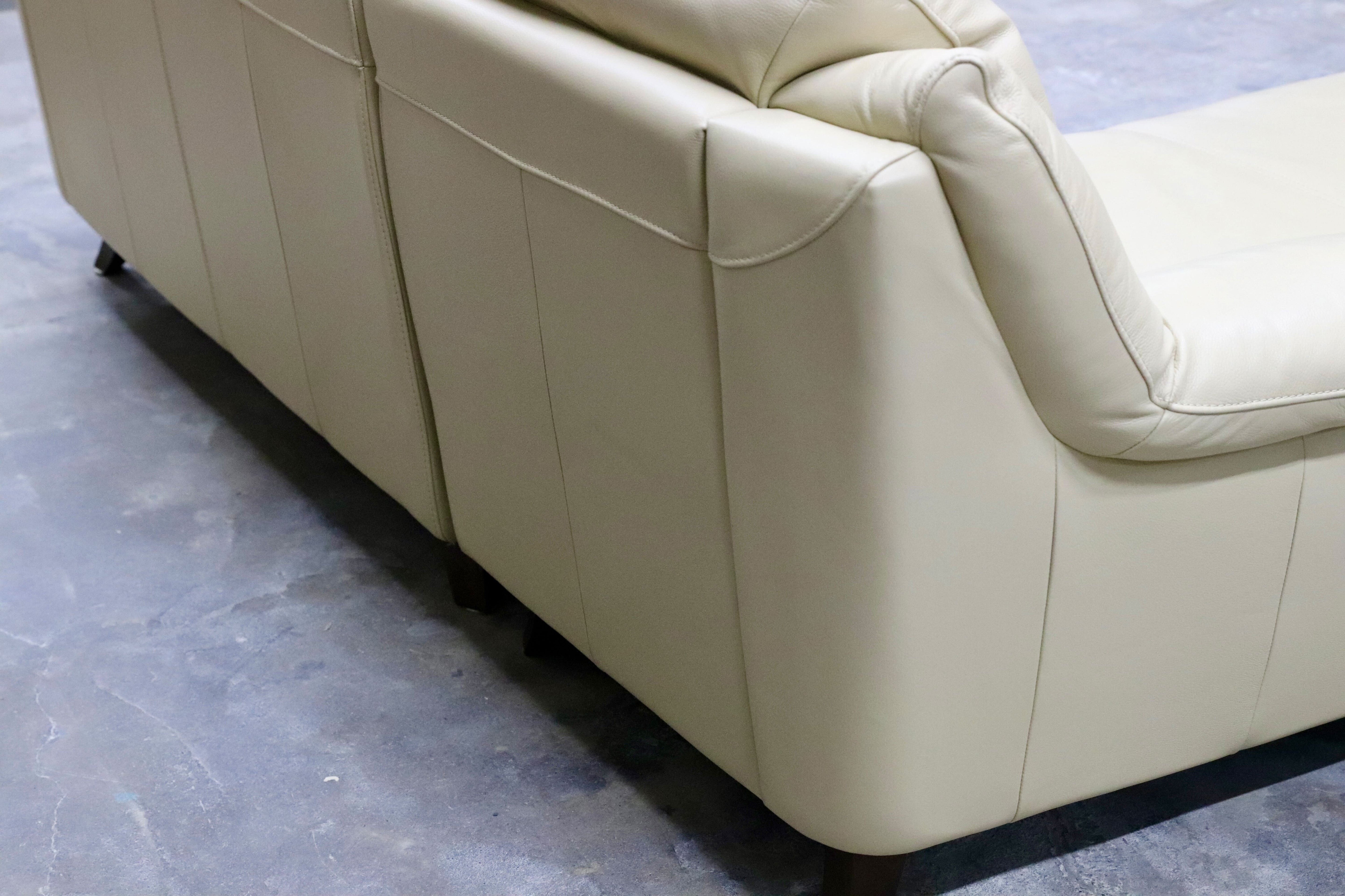GMIK498○IDC大塚家具 オースチン カウチソファ コーナーソファ モダン 総本革 クリーム色 約40万 美品