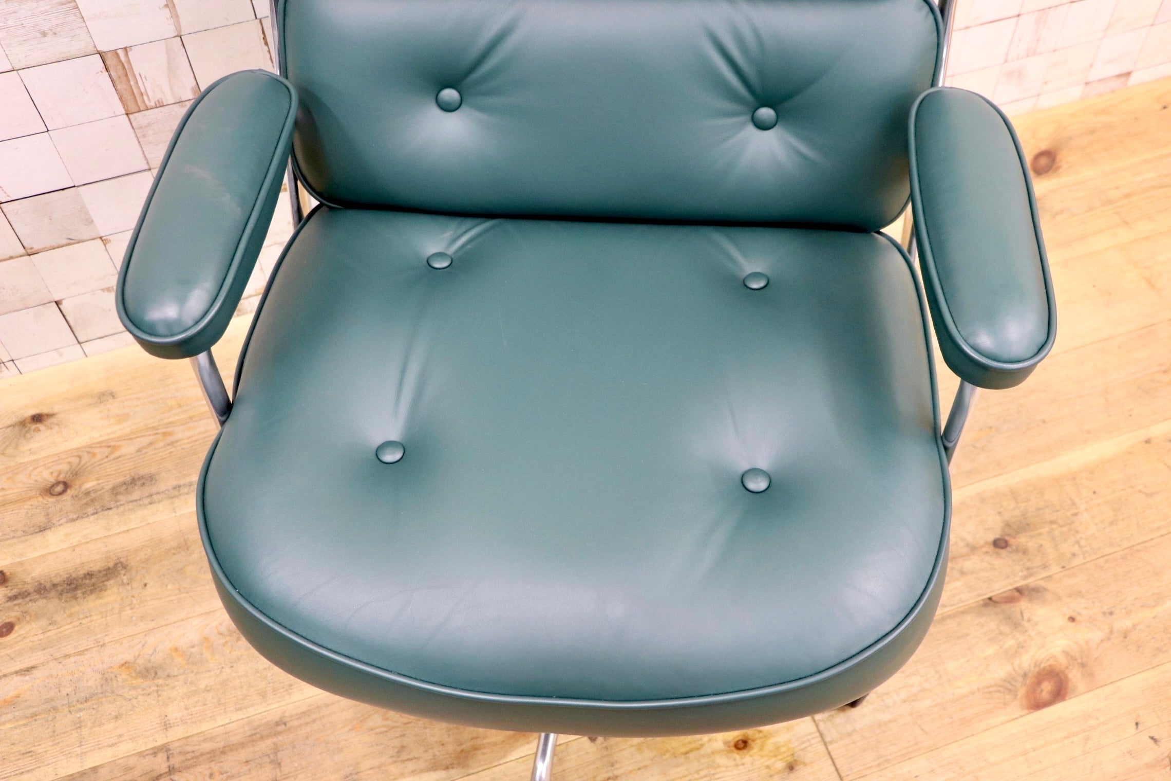 GMJO87M○Herman Miller / ハーマンミラー イームズ エグゼクティブチェア タイムライフチェア 本革 グリーン チャールズ＆レイ 定価約95万