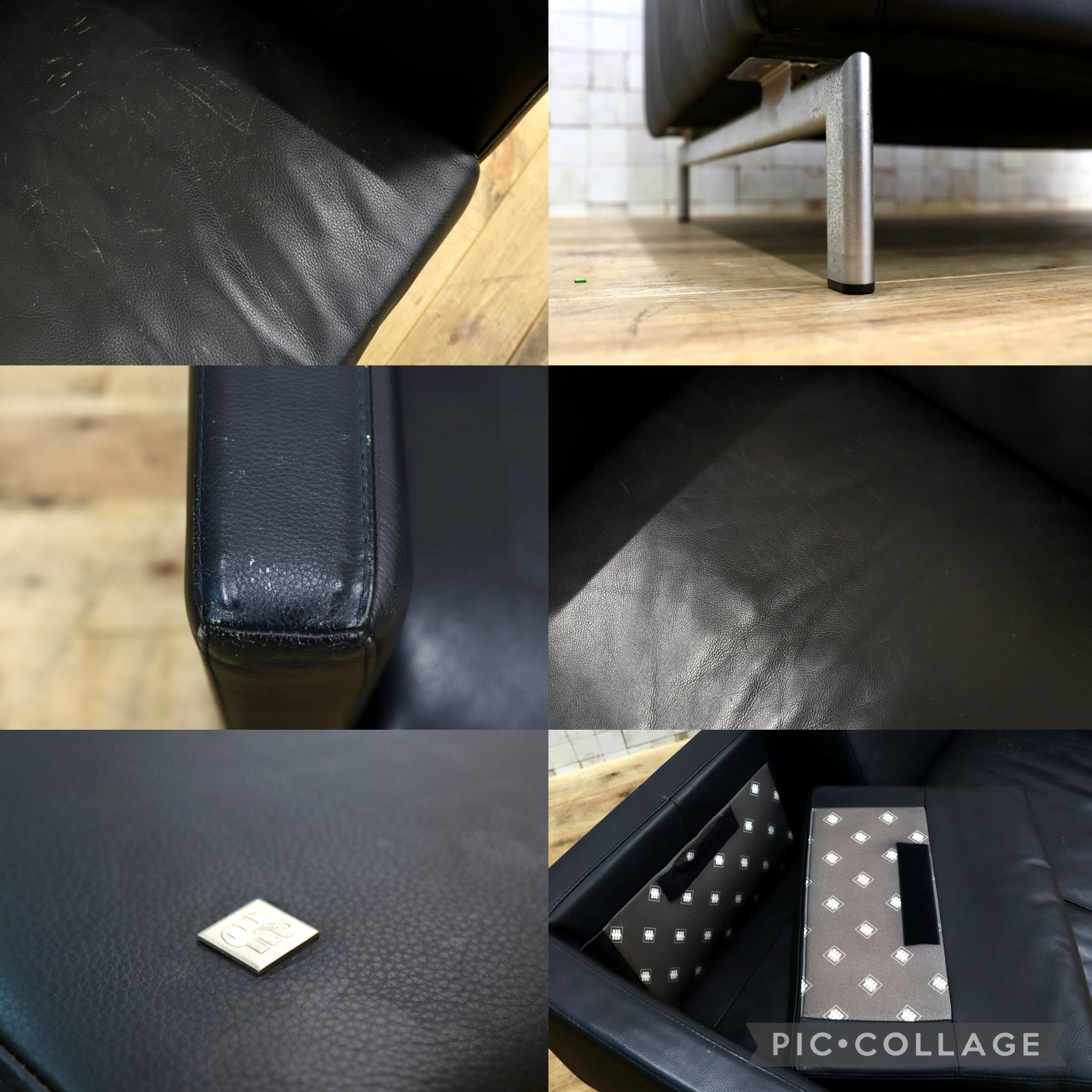 GMJK237D○Gallery-M / ギャラリーM ACTUS アクタス 総本革 2人掛けソファ ラブソファ ブラック ドイツ モダン ヴィンテージ 約30万