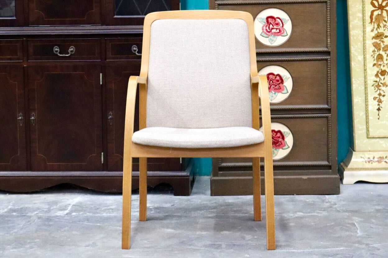 GMIK580B○Tendo / 天童木工 ダイニングチェア アームチェア 椅子 肘掛 ベージュ 曲木 ファブリック ナチュラル モダン