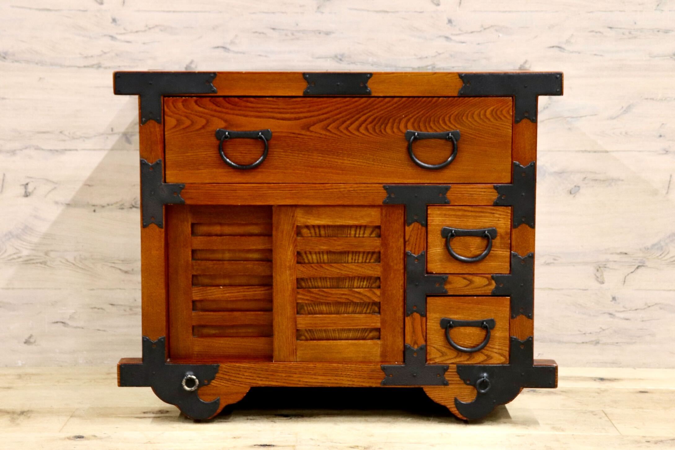 GMIK778○車箪笥 チェスト 整理箪笥 和モダン 古民家 レトロ 和家具 収納 引き出し 戸棚 アンティーク ヴィンテージ