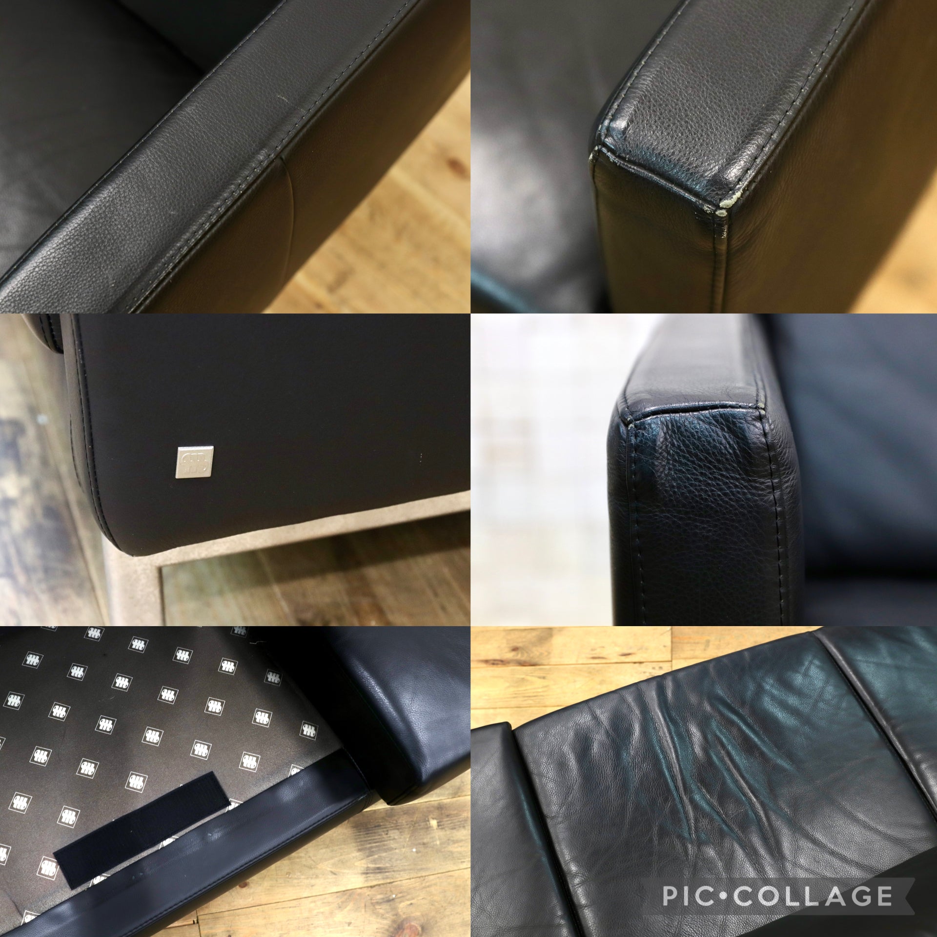 GMJK237E○Gallery-M / ギャラリーM ACTUS アクタス 総本革 3人掛けソファ トリプルソファ ドイツ モダン ブラック ヴィンテージ 約40万