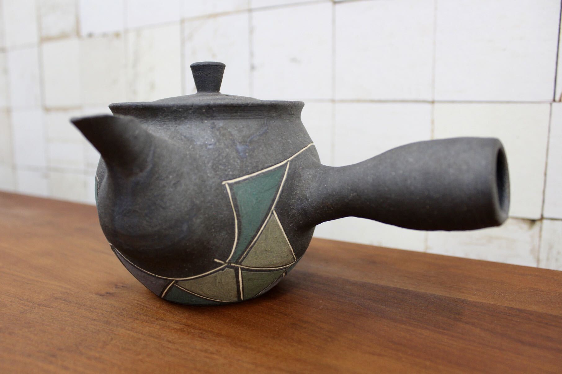 GMJO129A〇市野悟窯 市野哲次 丹波焼 彩色線象嵌 急須 陶器 現代陶芸 作家物