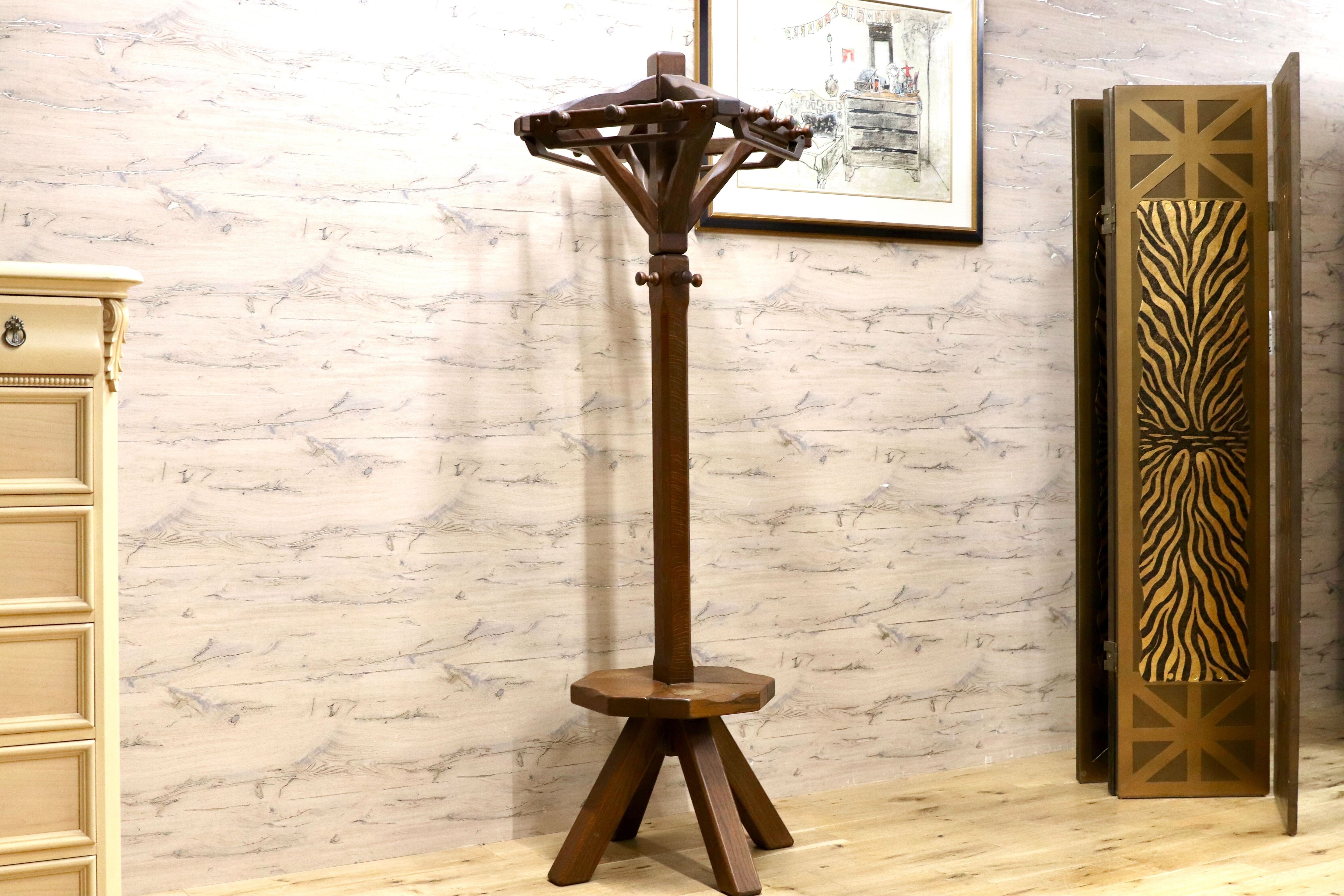 GMIK945○オーク無垢材 オランダ ダッチカントリー ホールラック アンティーク オブジェ オールドカントリー コートハンガー