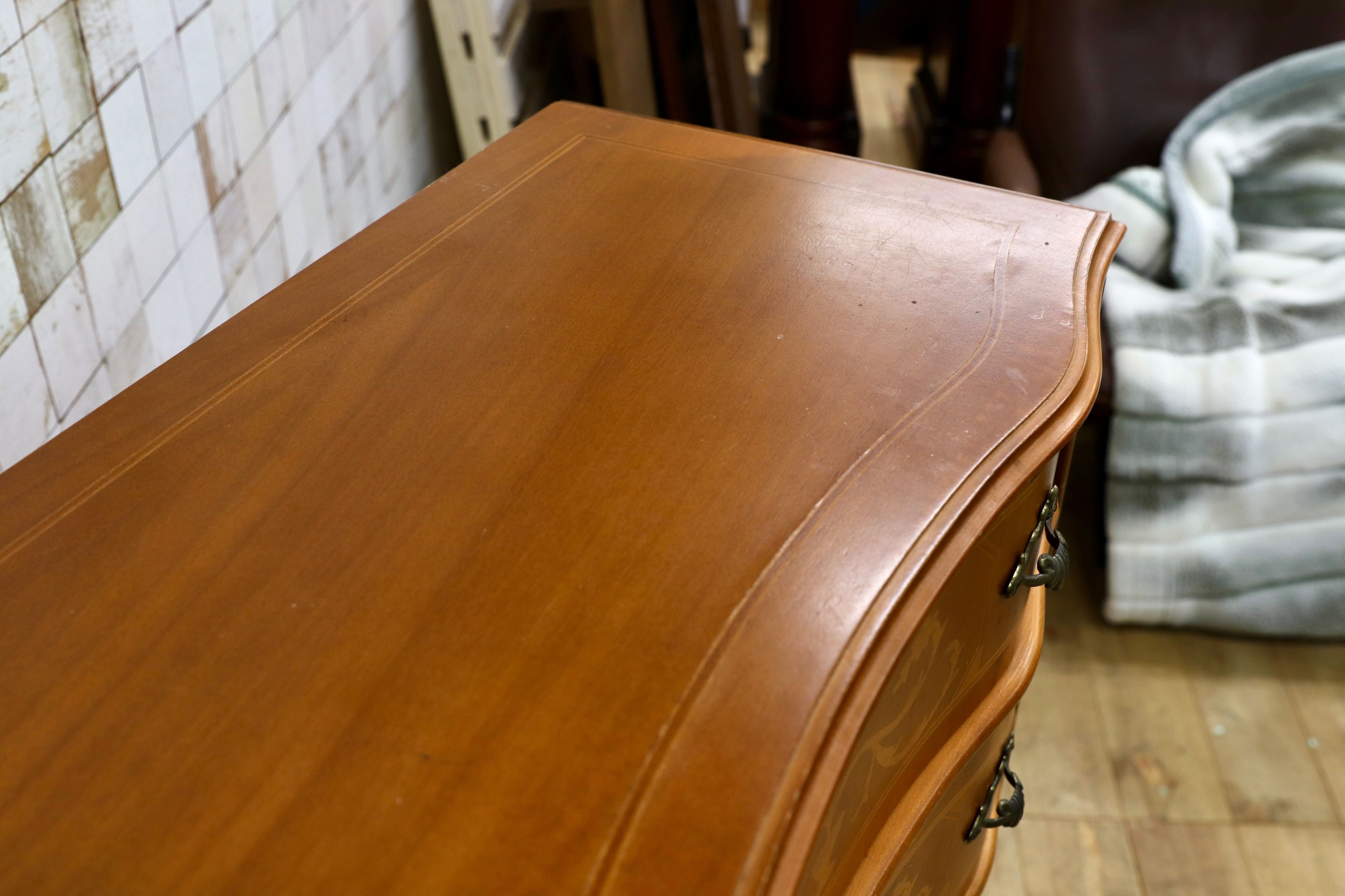 GMIK515○イタリア製 トールチェスト 引出し収納家具 象嵌細工 クラシック アンティーク 家具