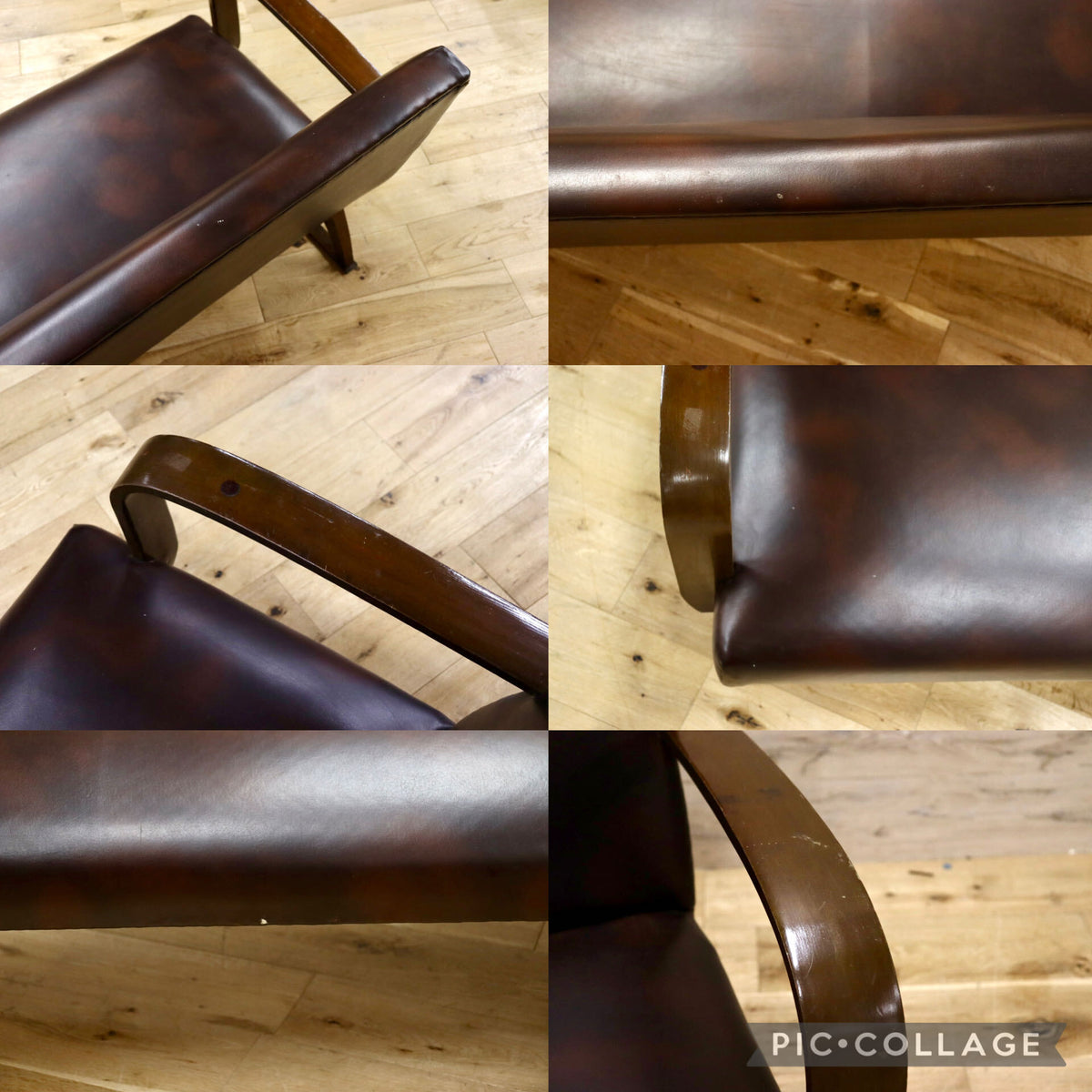 GMJH363D◯昭和レトロ ヴィンテージ 2人掛けソファ ラブソファ 長椅子 応接 カフェ ミッドセンチュリー 店舗什器 合皮 ダークブラウン