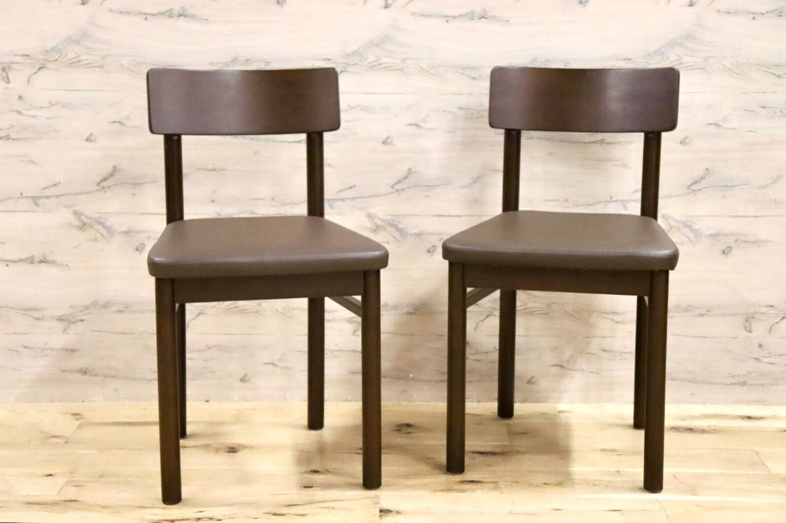 GMHH21O○PROCEED / プロシード ダイニングチェア 椅子 2脚セット 食卓椅子 アームレスチェア 木製 合皮 ブラウン モダン 店舗 飲食店