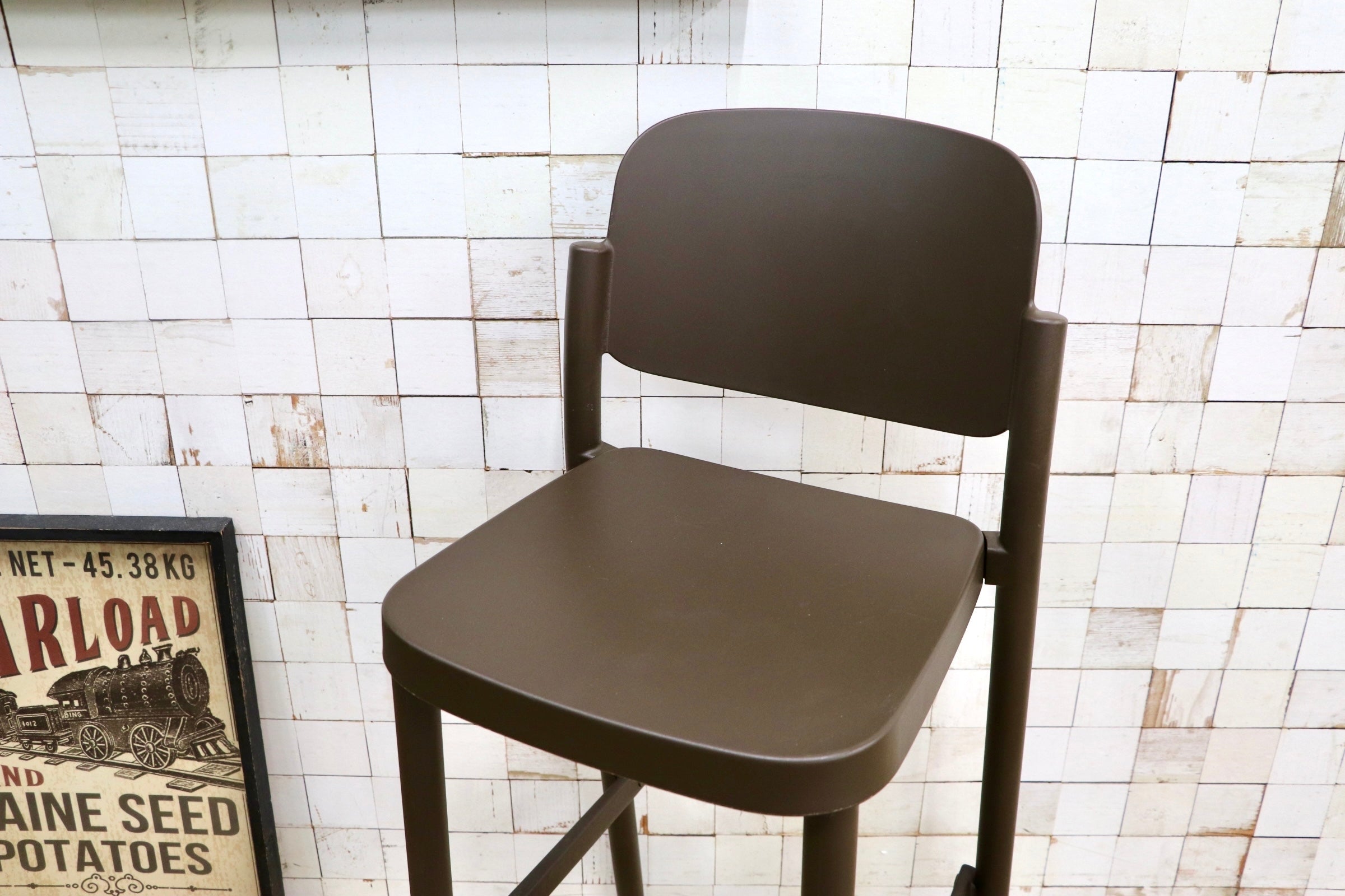 GMJS236C〇colos PIAZZA ハイチェア カウンターチェア バーチェア イタリア製 ブラウン 定価7.7万 展示品