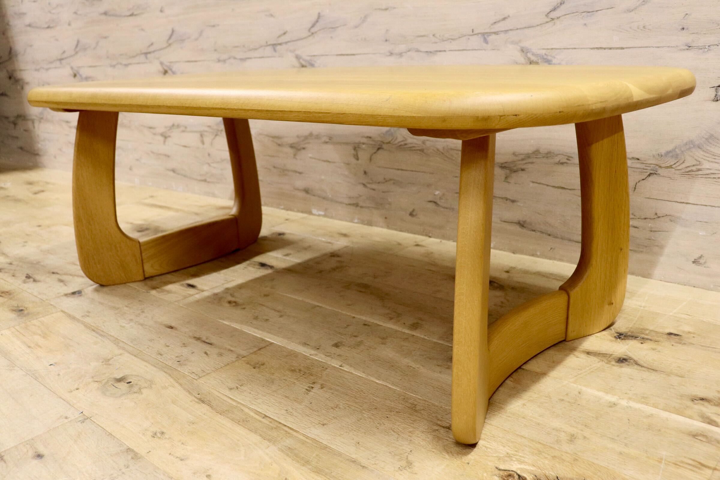 GMIS428○浜本工芸 / HAMAMOTO センターテーブル リビングテーブル ローテーブル 楢材 無垢材 和モダン 国産 定価約9.6万 展示品