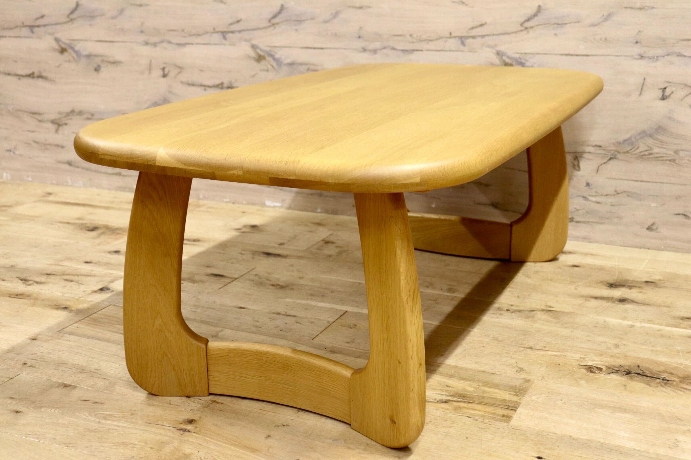 GMIS428○浜本工芸 / HAMAMOTO センターテーブル リビングテーブル ローテーブル 楢材 無垢材 和モダン 国産 定価約9.6万 展示品