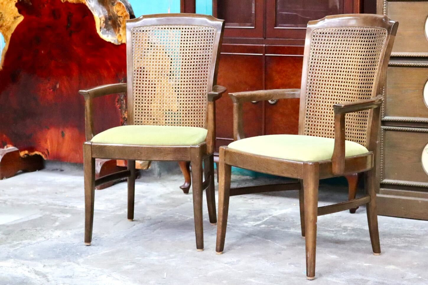 GMIH321B○domani / ドマーニ カリモク karimoku ダイニングチェア アームチェア 2脚セット 木製 籐 ラタン ファブリック クラシック