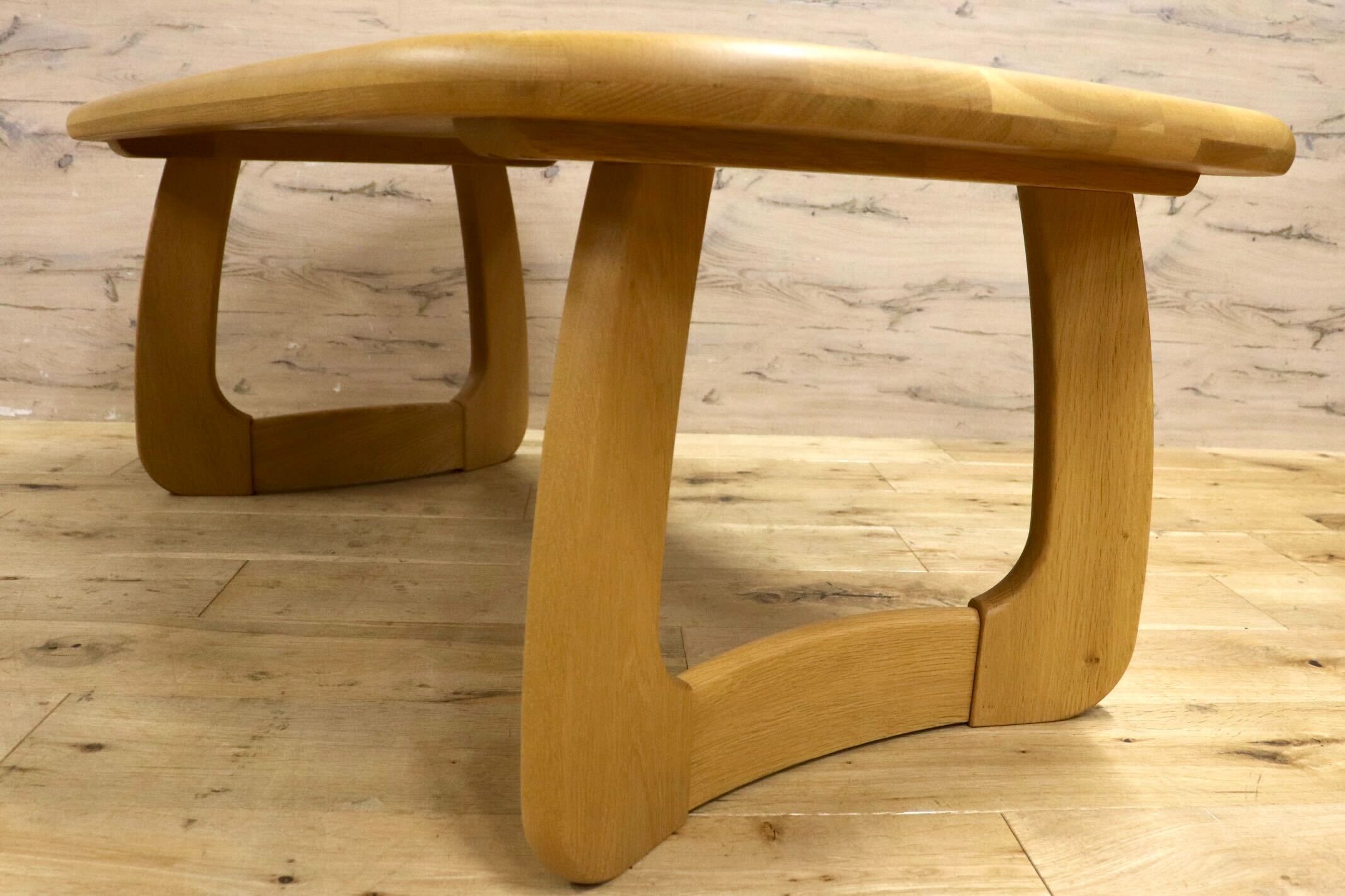 GMIS428○浜本工芸 / HAMAMOTO センターテーブル リビングテーブル ローテーブル 楢材 無垢材 和モダン 国産 定価約9.6万 展示品