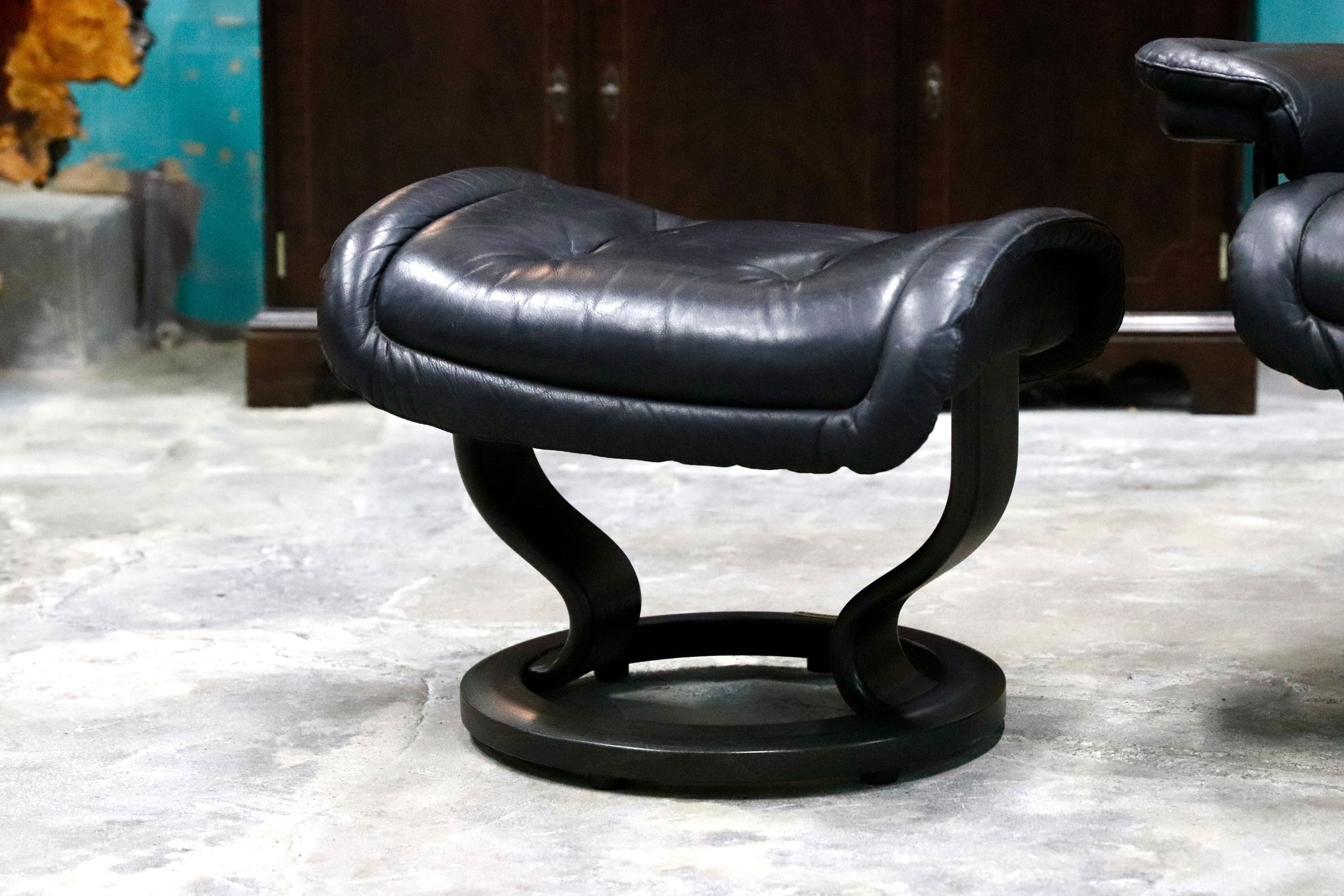GMIK460○EKORNES / エコーネス ロイヤル ヴィンテージ リクライニングチェア 上位モデル 北欧 ノルウェー シングルソファ ブラック 本革