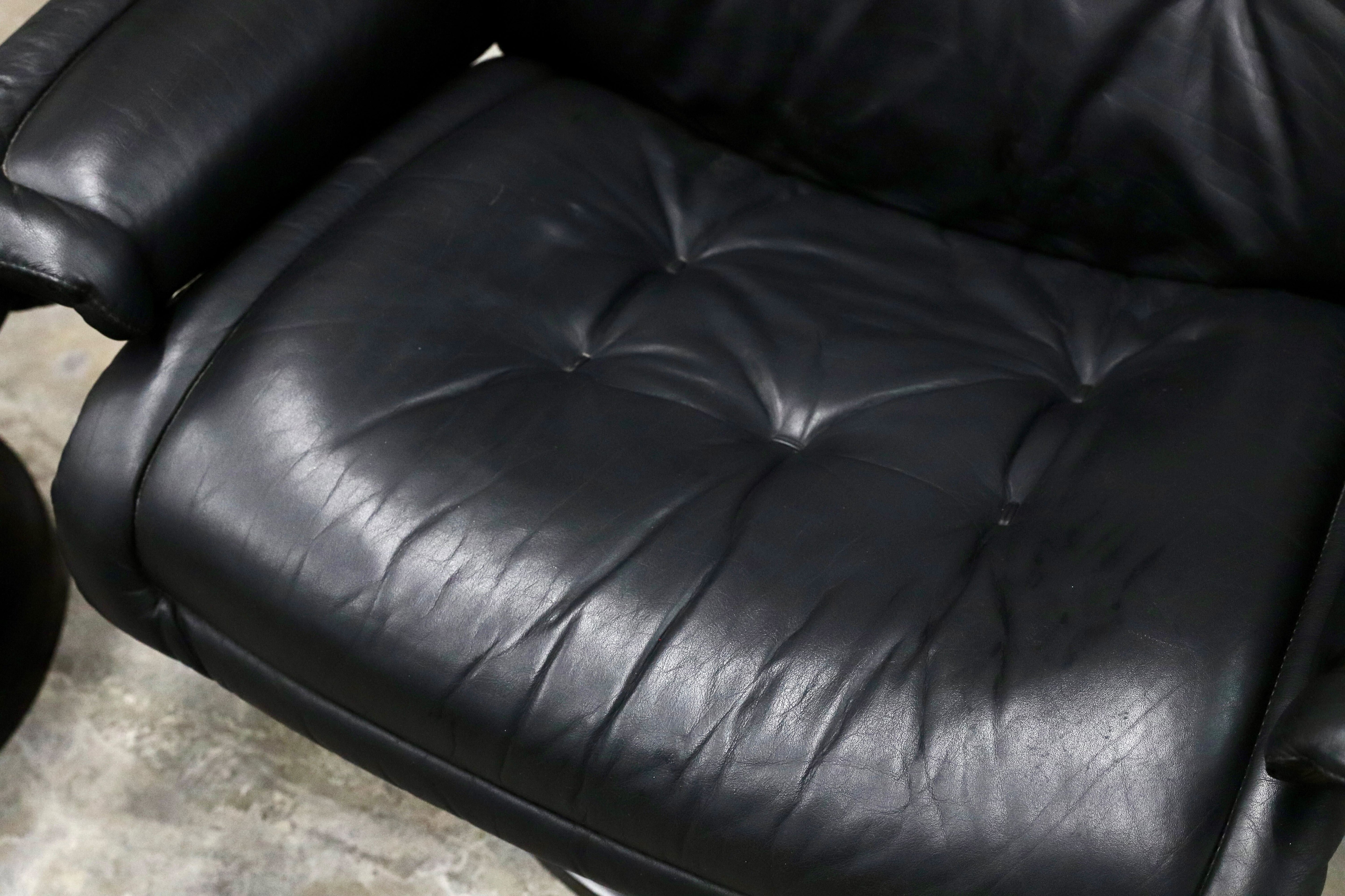 GMIK460○EKORNES / エコーネス ロイヤル ヴィンテージ リクライニングチェア 上位モデル 北欧 ノルウェー シングルソファ ブラック 本革