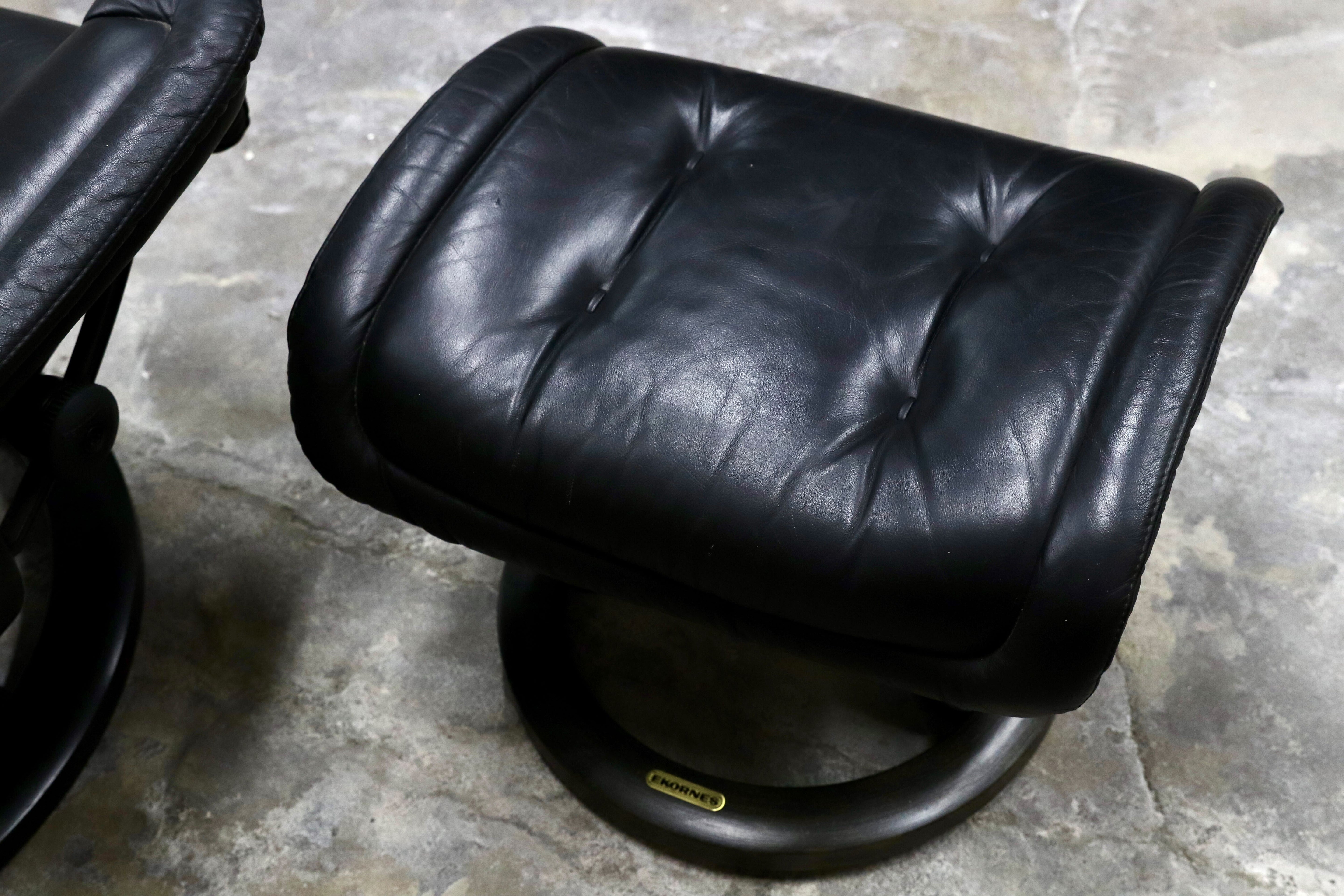 GMIK460○EKORNES / エコーネス ロイヤル ヴィンテージ リクライニングチェア 上位モデル 北欧 ノルウェー シングルソファ ブラック 本革