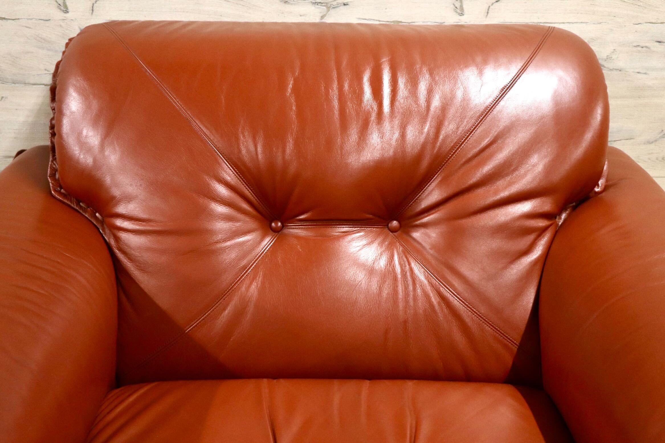 GMJS14B○冨士ファニチア / FUJI FURNITURE ラウンジチェア オットマン 本革 日本製 ヴィンテージ ラウンジソファ ジャパニーズモダン 稀少