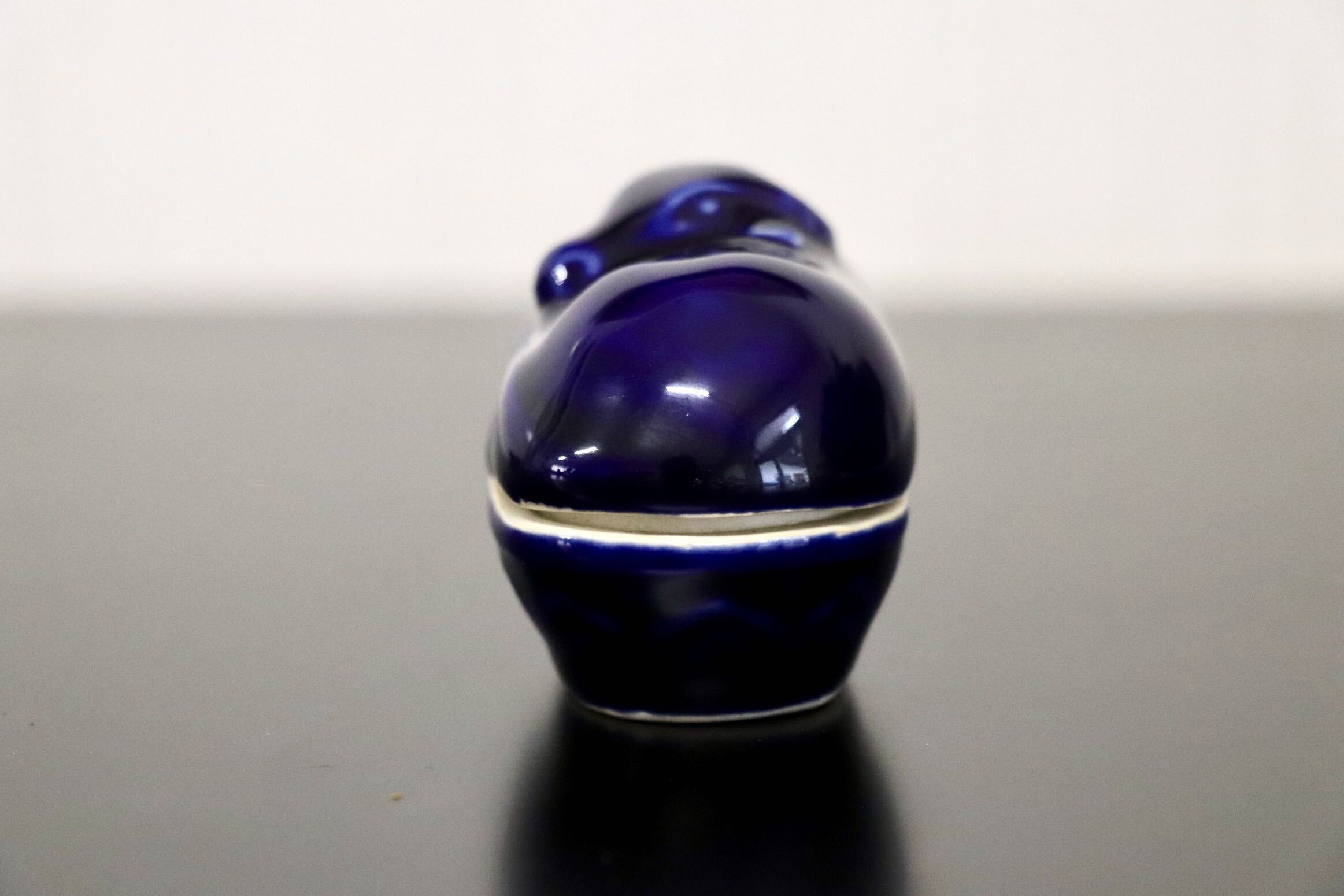 GMJK374I○紀州焼 葵窯 二代 寒川栖豊 置物 小物入れ 茶道具 香合 牛 丑 干支 縁起物 陶器 焼物