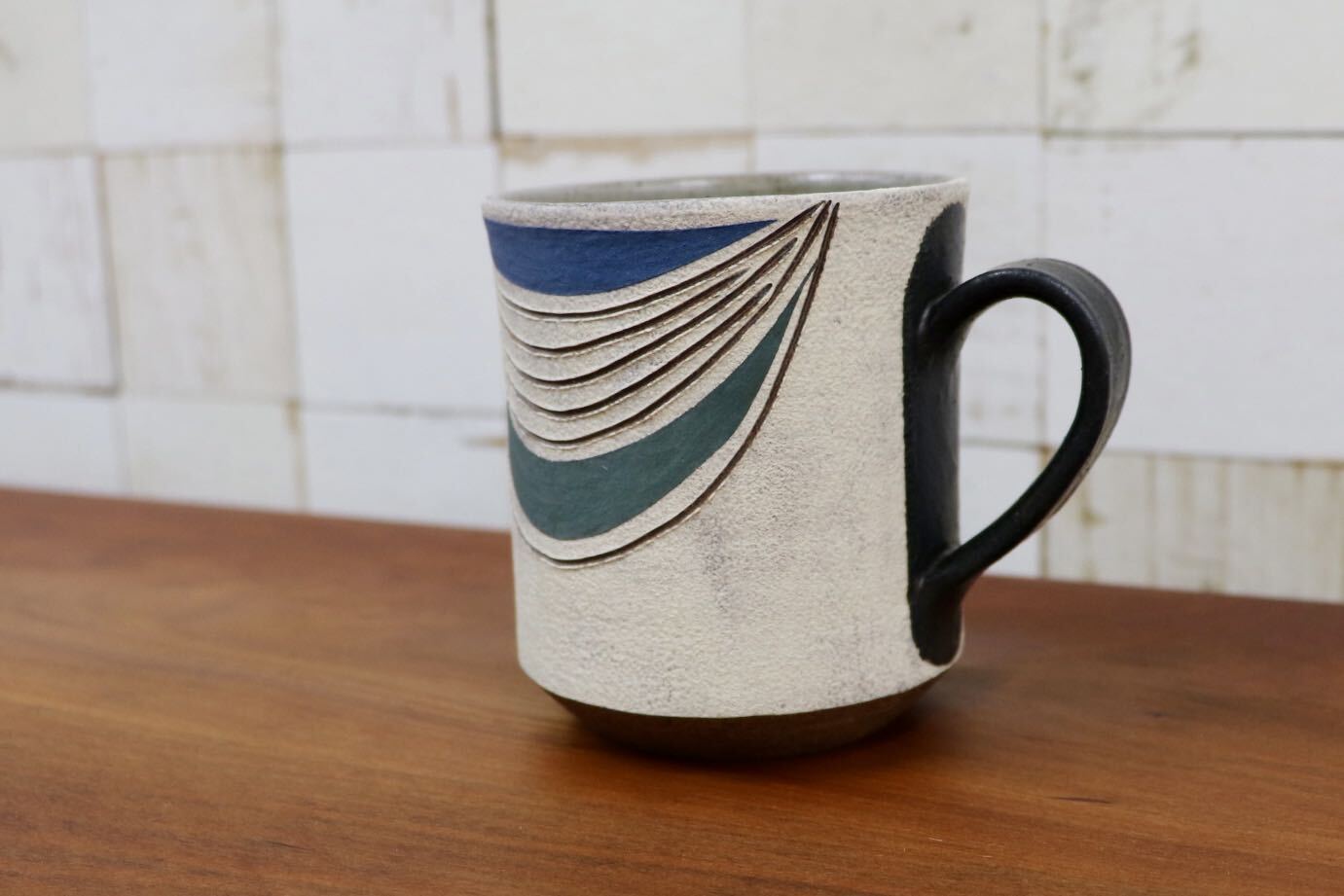 GMJO95B〇市野悟窯 市野哲次 丹波焼 彩色線象嵌 マグカップ 陶器 現代陶芸 作家物