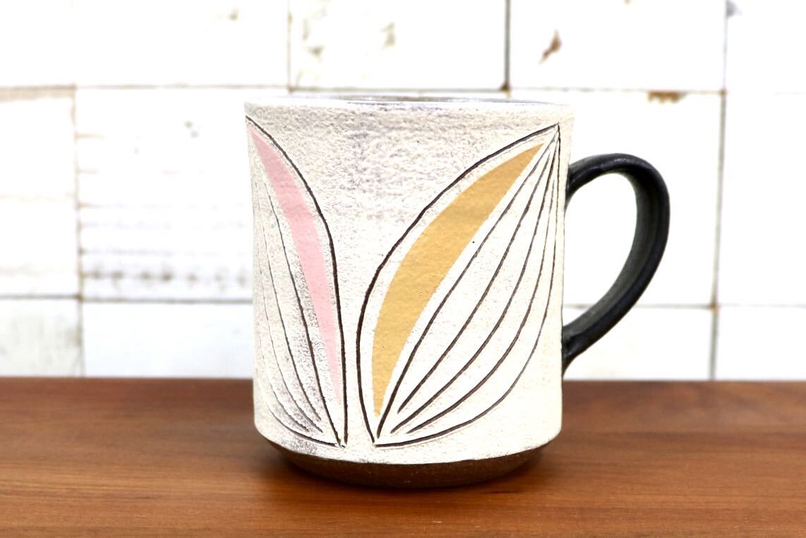 GMJO95C〇市野悟窯 市野哲次 丹波焼 彩色線象嵌 マグカップ 陶器 現代陶芸 作家物