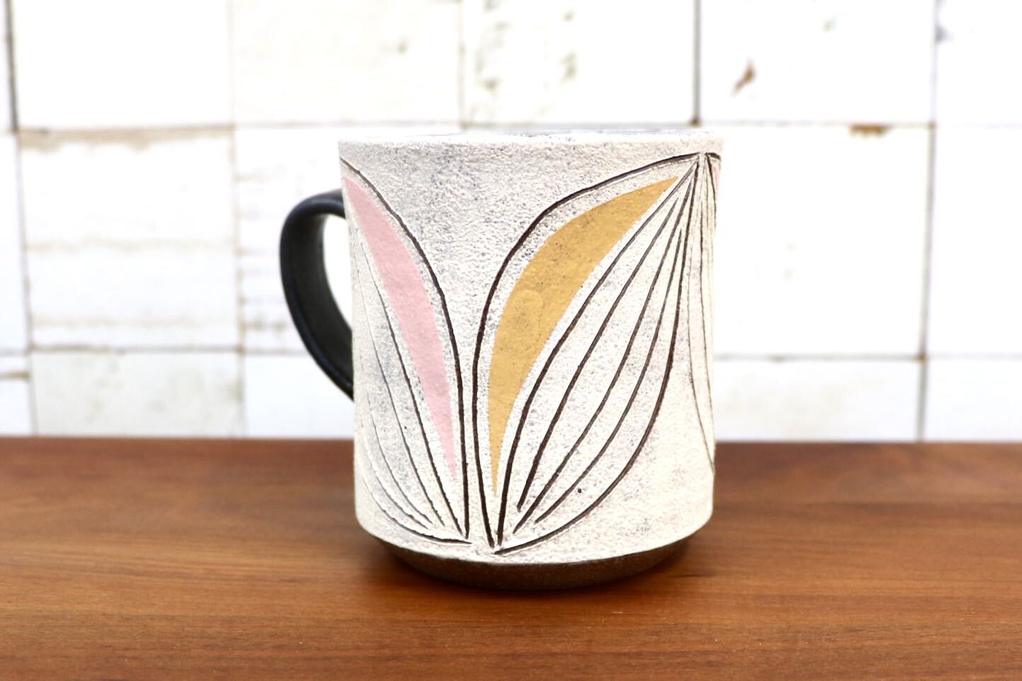 GMJO95C〇市野悟窯 市野哲次 丹波焼 彩色線象嵌 マグカップ 陶器 現代陶芸 作家物