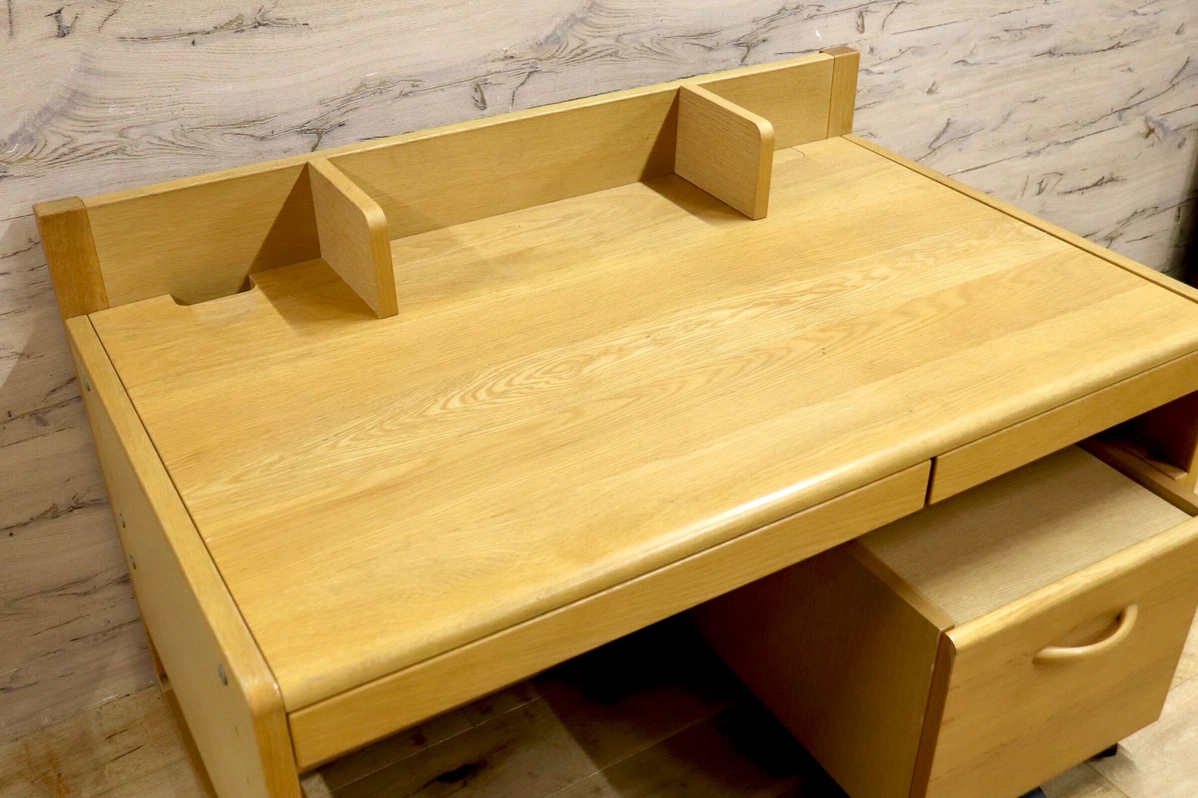 GMIS351○karimoku / カリモク ベネッセ 学び成長デスク 学習机 勉強机 高さ調整 デスク 袖机 ワゴン 国産家具 シンプル ナチュラル