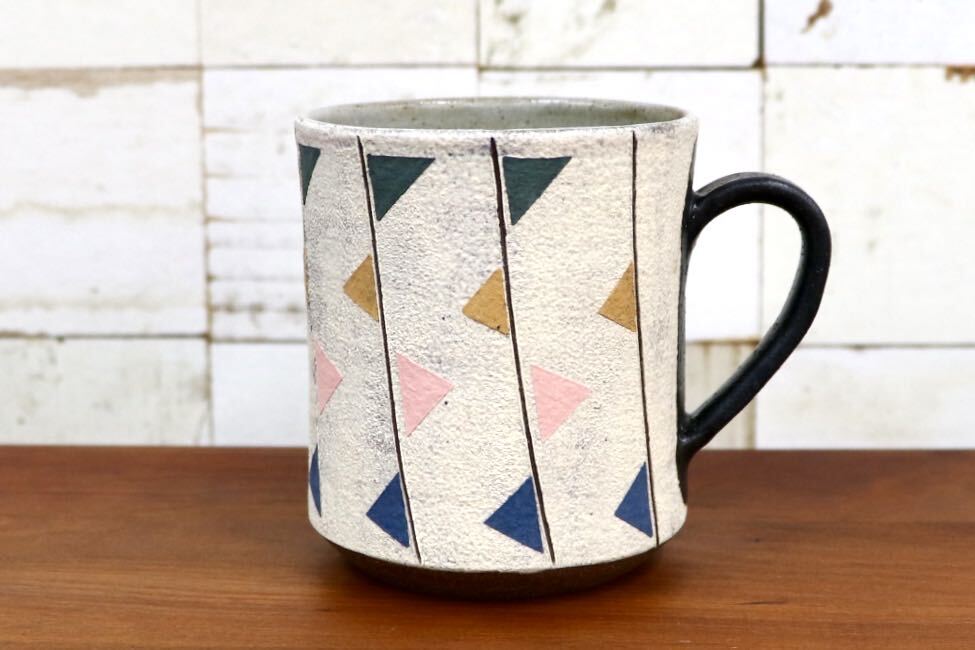 GMJO95D〇市野悟窯 市野哲次 丹波焼 彩色線象嵌 マグカップ 陶器 現代陶芸 作家物