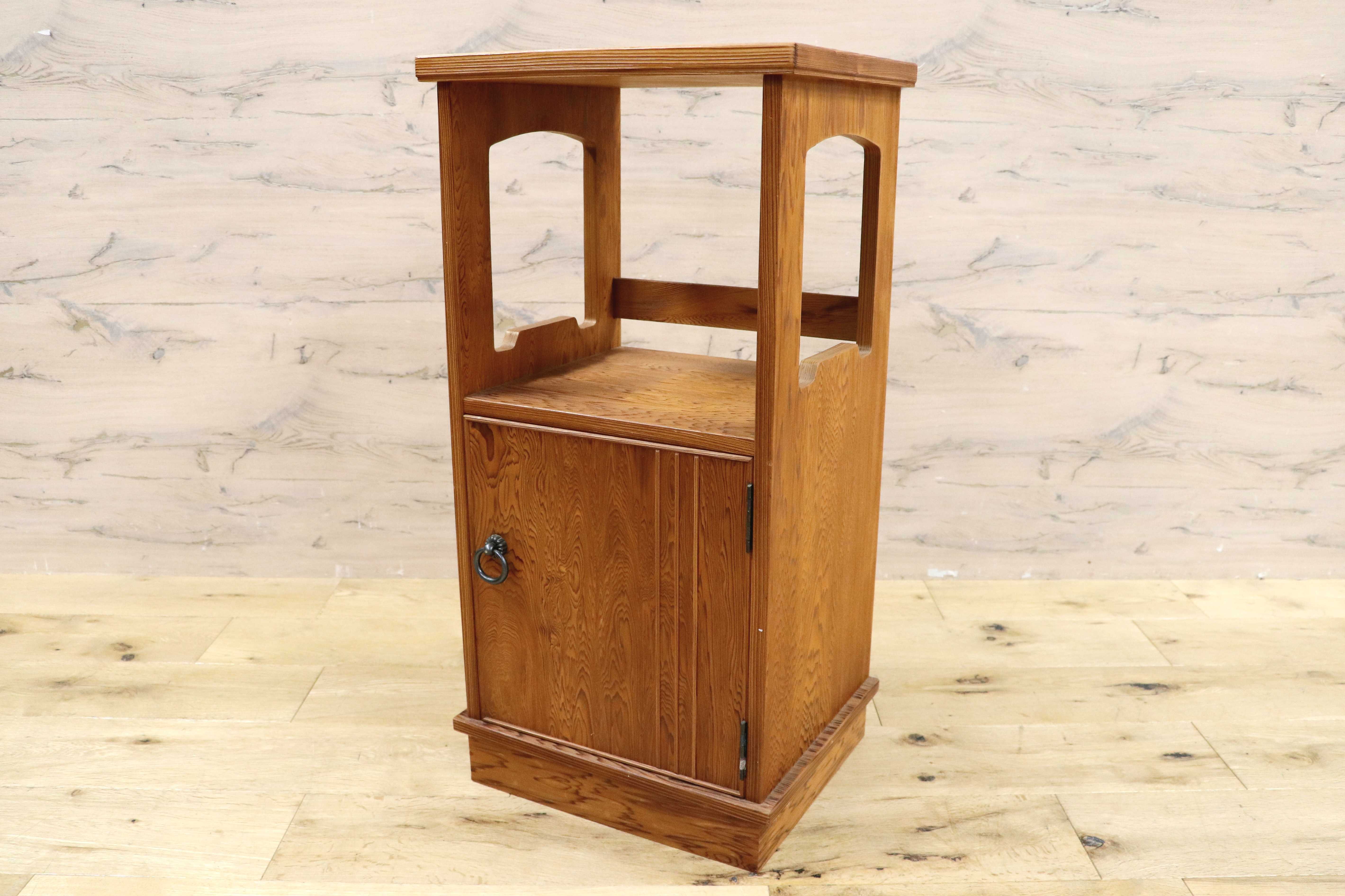 GMIH285A○世界遺産屋久杉 稀少 木製 電話台 和家具 和モダン レトロ 収納家具 花台 キャビネット サイドテーブル アンティーク