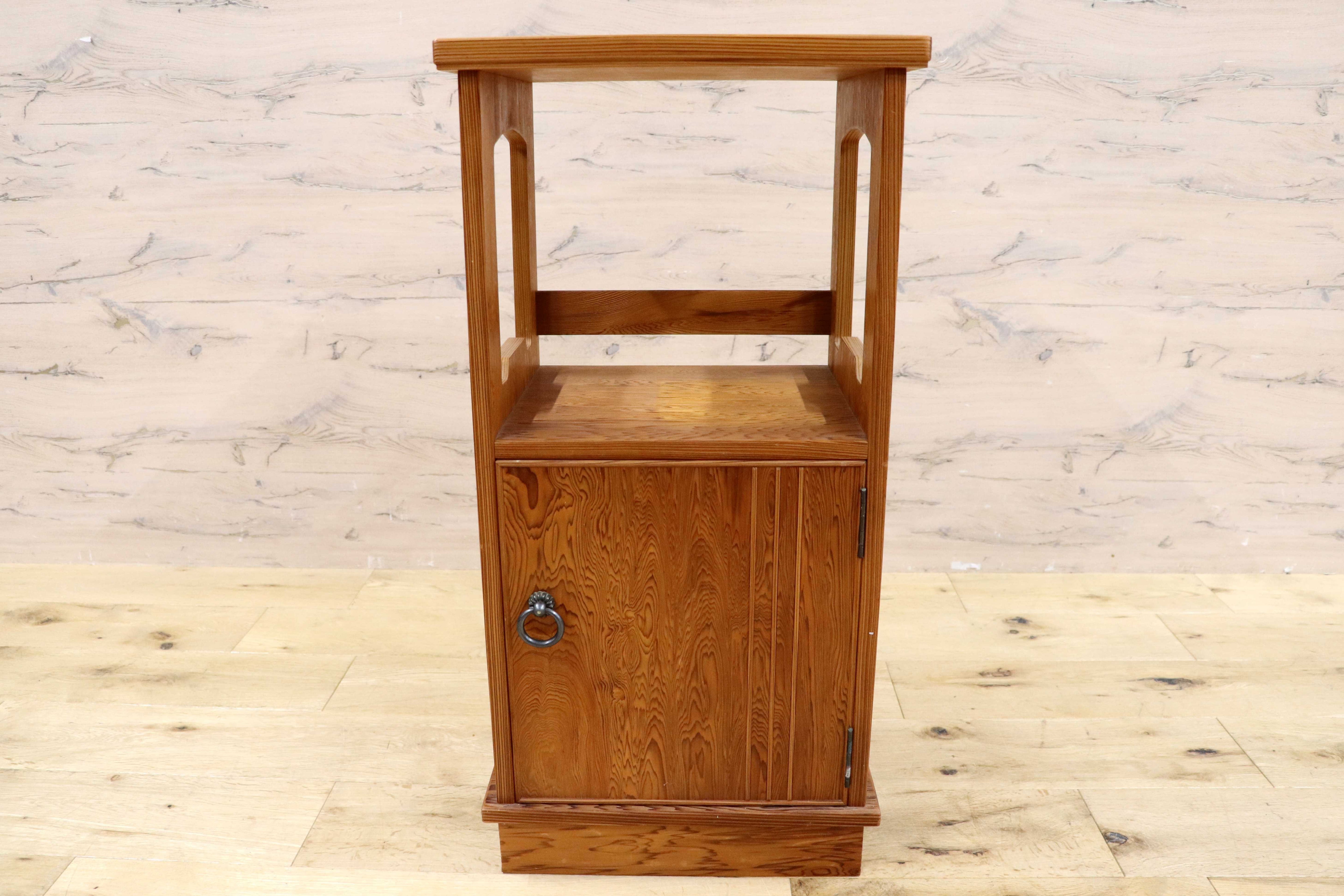 GMIH285A○世界遺産屋久杉 稀少 木製 電話台 和家具 和モダン レトロ 収納家具 花台 キャビネット サイドテーブル アンティーク