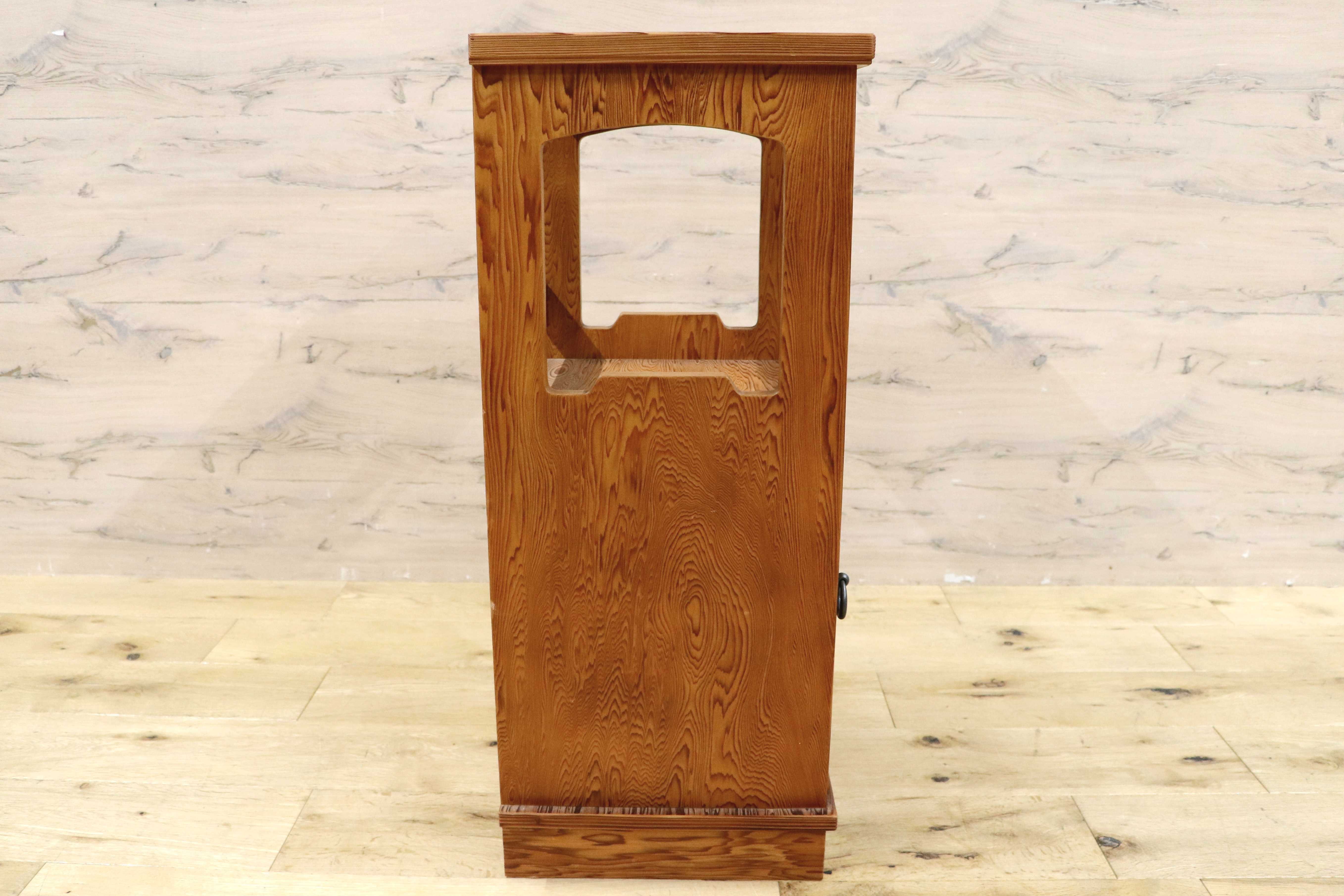 GMIH285A○世界遺産屋久杉 稀少 木製 電話台 和家具 和モダン レトロ 収納家具 花台 キャビネット サイドテーブル アンティーク