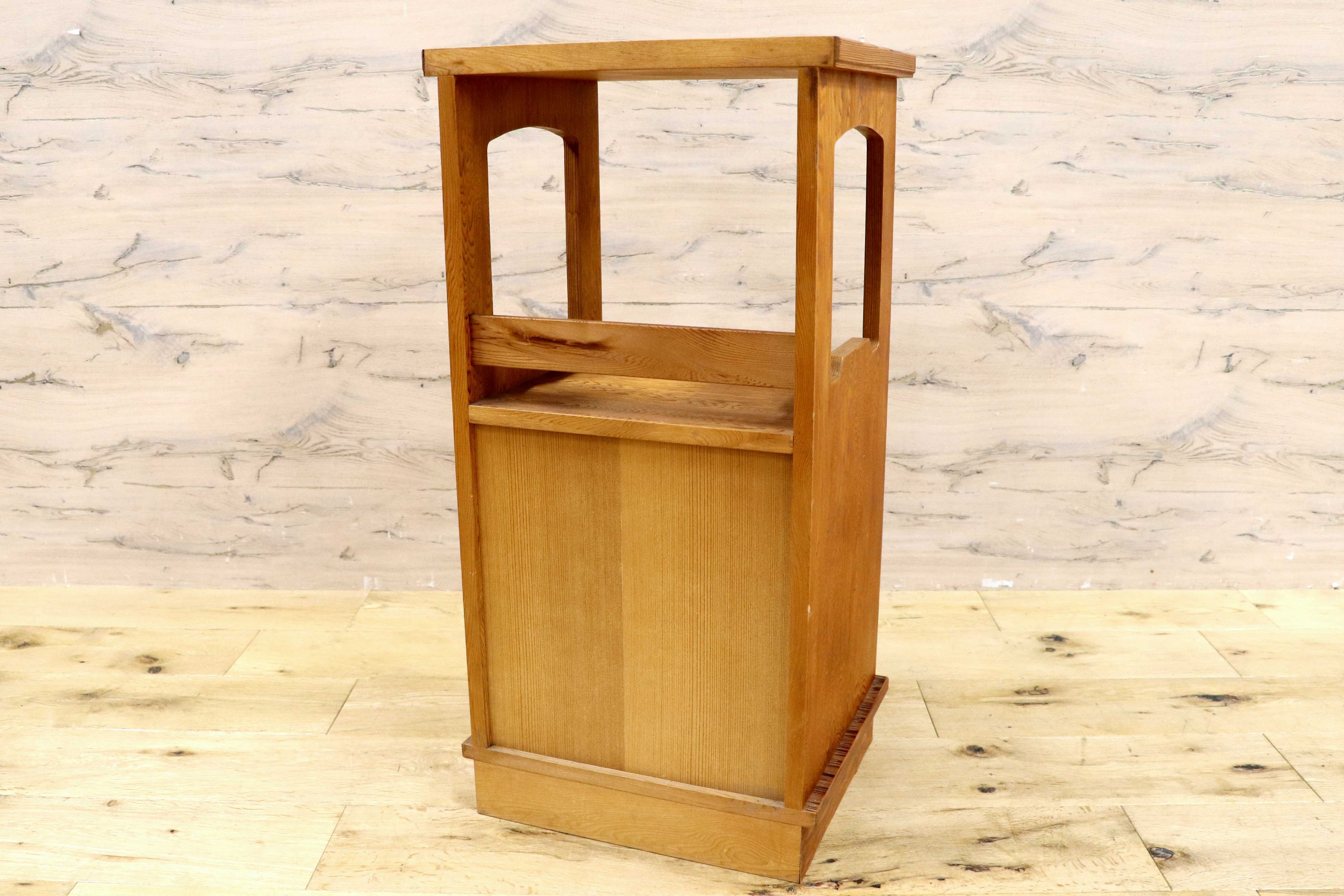 GMIH285A○世界遺産屋久杉 稀少 木製 電話台 和家具 和モダン レトロ 収納家具 花台 キャビネット サイドテーブル アンティーク