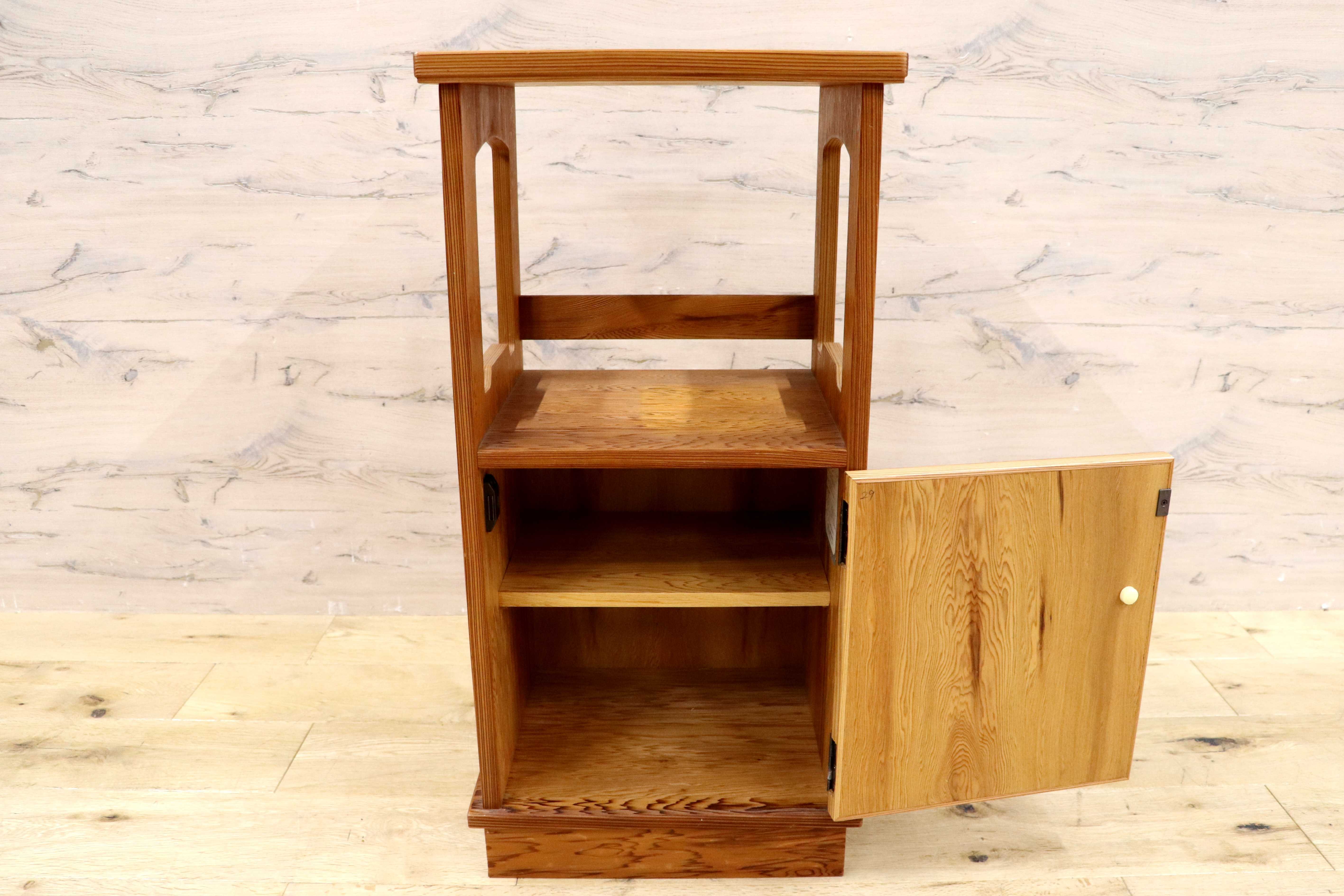 GMIH285A○世界遺産屋久杉 稀少 木製 電話台 和家具 和モダン レトロ 収納家具 花台 キャビネット サイドテーブル アンティーク